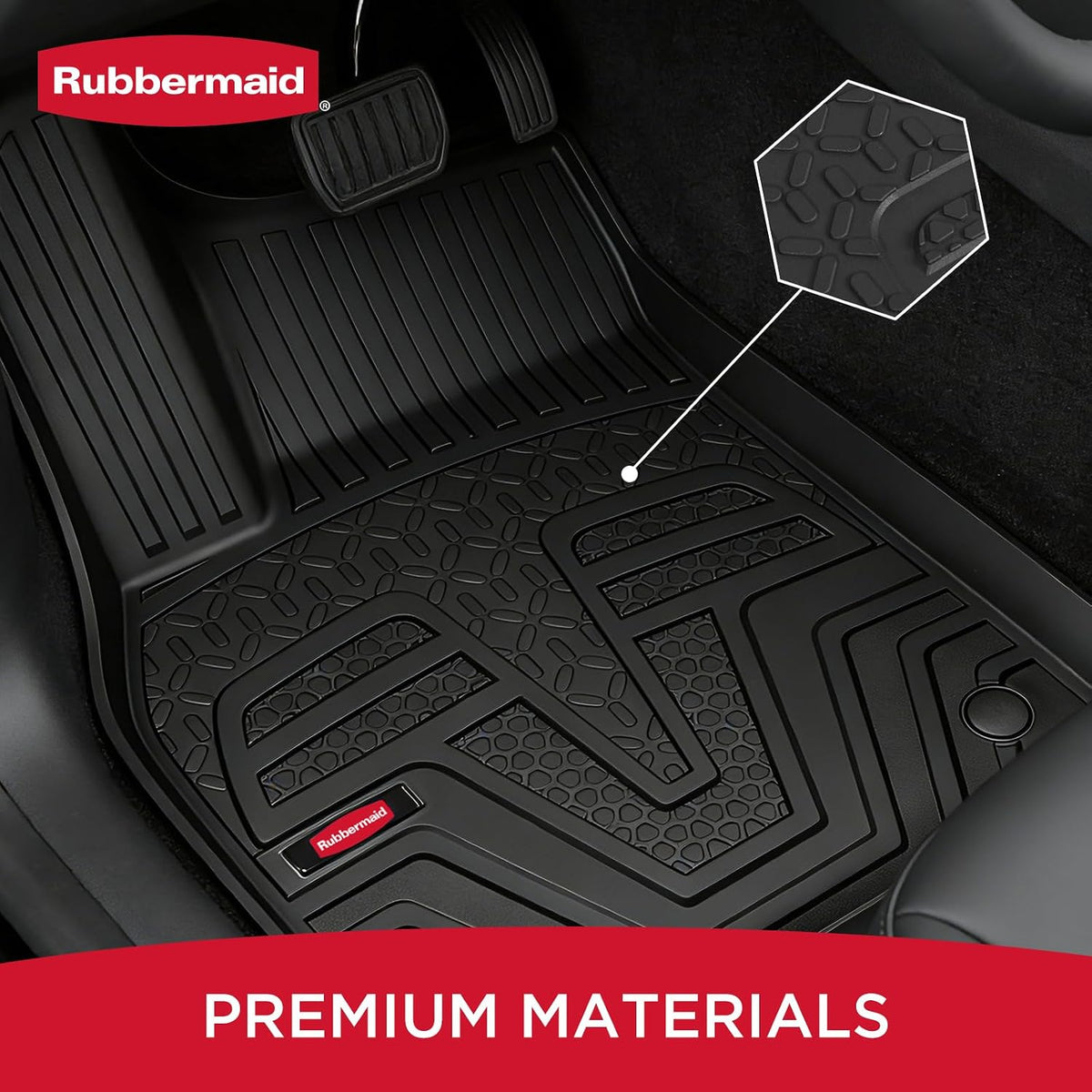 Rubbermaid Floor Mats for Tesla Model Y 2025–2026 Juniper (Not for Standard) | All Weather Rubber Floor Liners Custom Fit Waterproof Heavy Duty Car Mats 1st & 2nd Row Full Set Interior Accessories