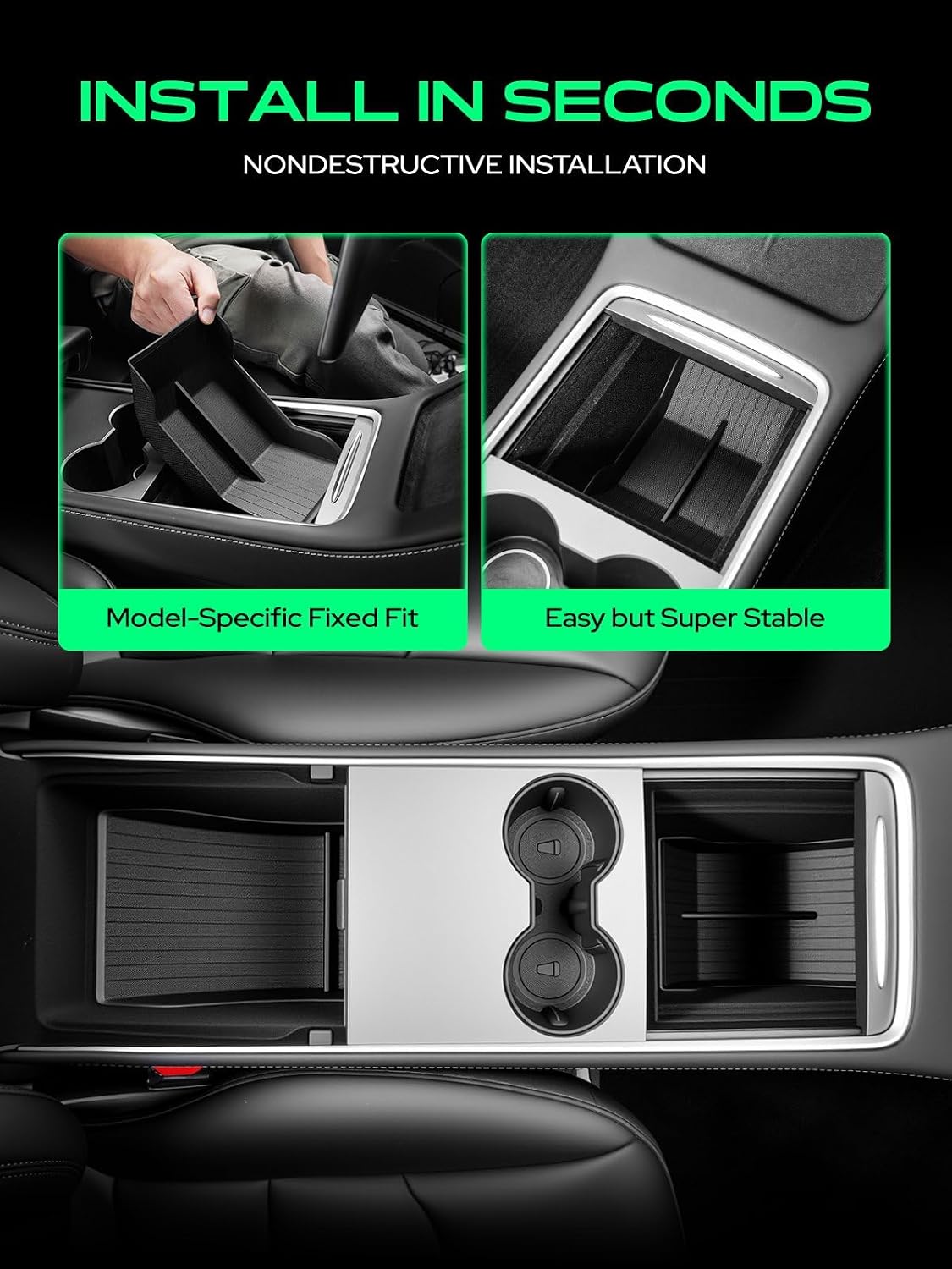 YHTAUTO Lower Center Console Organizer Tray for Tesla Model 3 & Model Y