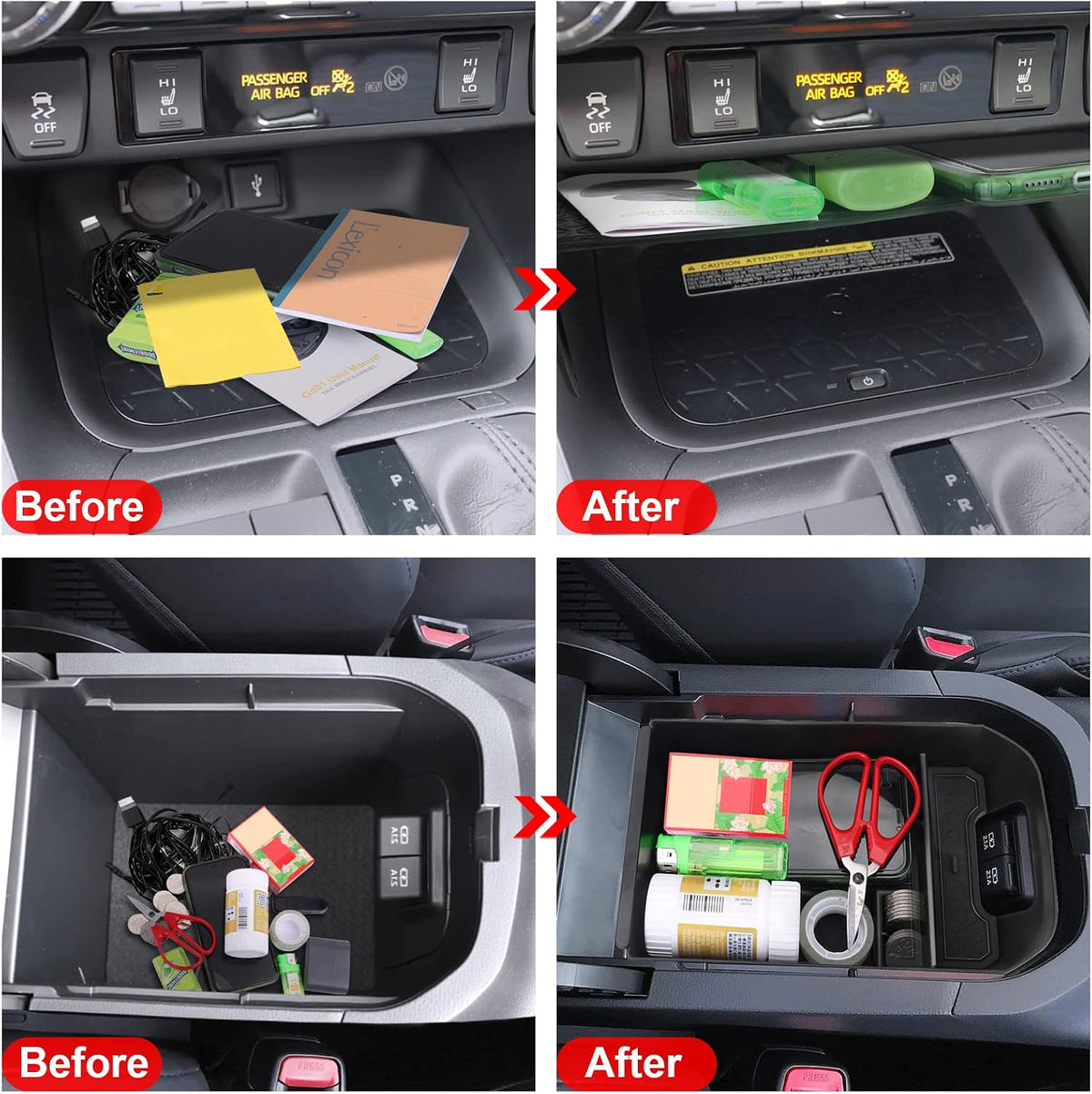 DIAMOOKY Upgraded Center Console Organizer for Toyota RAV4 2019-2025, 2pcs