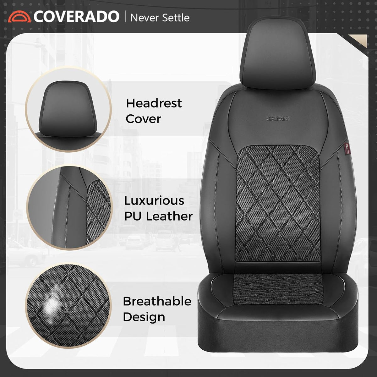 Coverado Car Seat Covers, Seat Covers Full Set, 5 Seats Automotive Seat Cover, Mesh Breathable Seat Protectors, Universal Fit for Most Cars