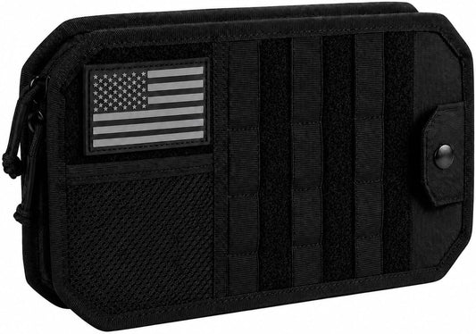 Olaismln MOLLE Car Sun Visor Organizer with Semi-Rigid Panel, Zipper Storage Pouch & Glasses Holder, Adjustable Straps for Police Gear, Overland Accessories, Fits Trucks, SUVs, Jeeps,Pickups