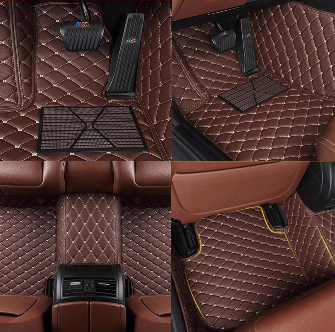 Custom Personalized Floor Mats for Cars，Luxury Full Coverage All Weather Car Floor Mats，Anti-Slip Leather Car Mat Set ，Custom Floor Mats for 99% of Cars, Trucks & SUVs (Pure Black)
