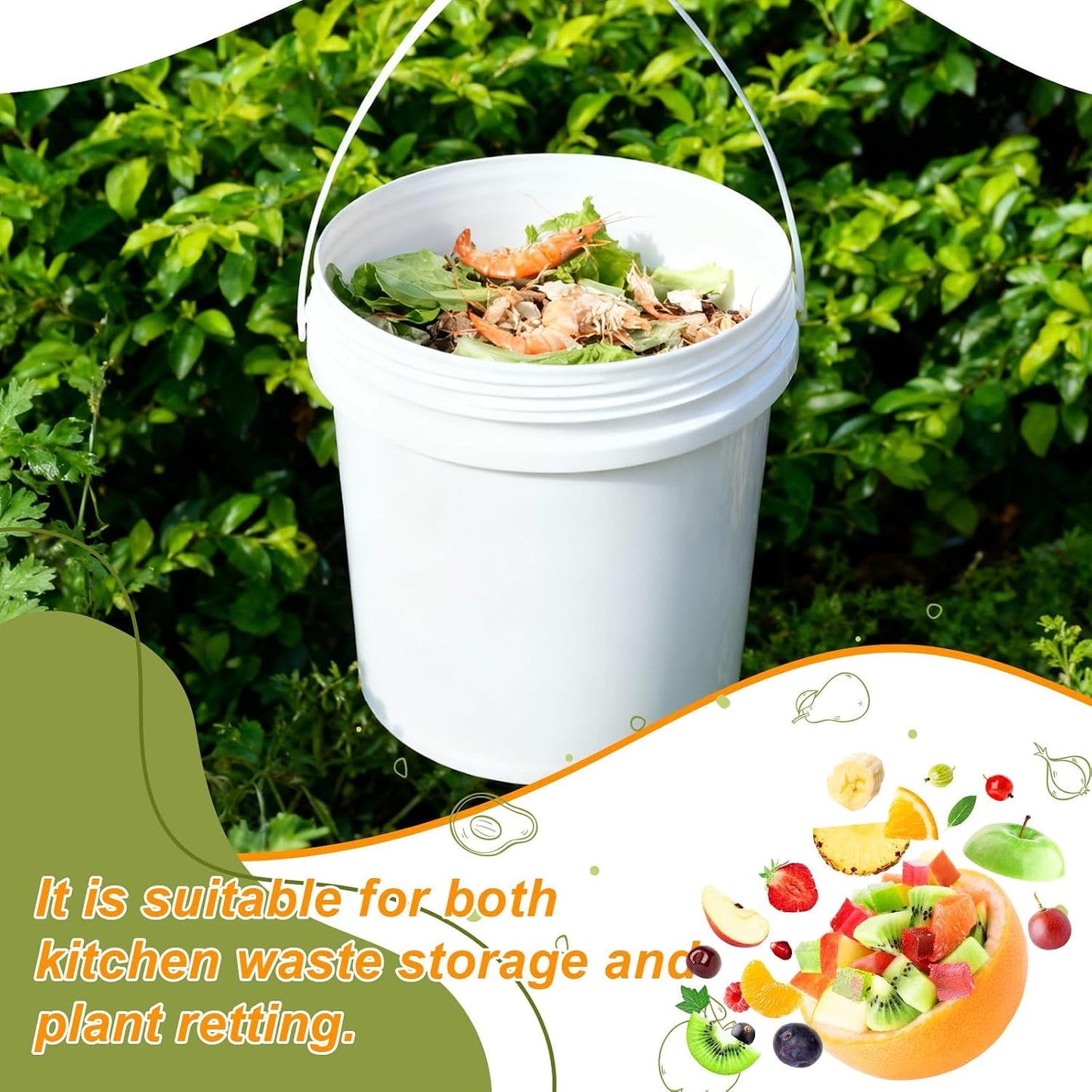 3PCS 2.5 Gal White Buckets Set, Durable Plastic Storage Containers with White Lids & Handles, Food Grade Pail for Home, Paint & Water Storage
