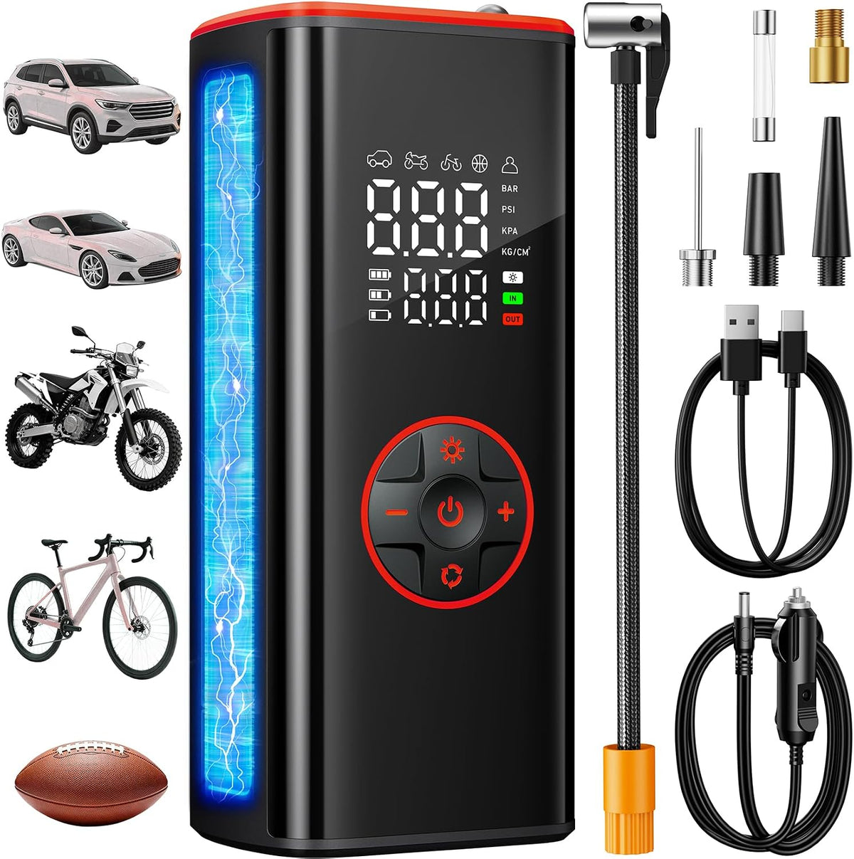 Tire Inflator Portable Air Compressor, 180 PSI Cordless Tire Pump