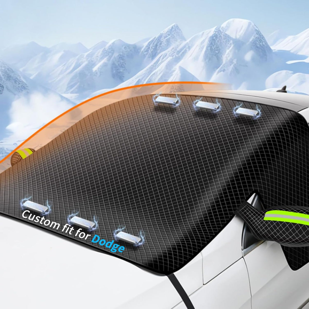 Custom fit for Dodge Windshield Snow Covers, 8 Layers WAaterproof Windproof Protection, Frost Defense, Ice, Snow, Sun, Designed for Dodge Accessories (for Dodge Durango)