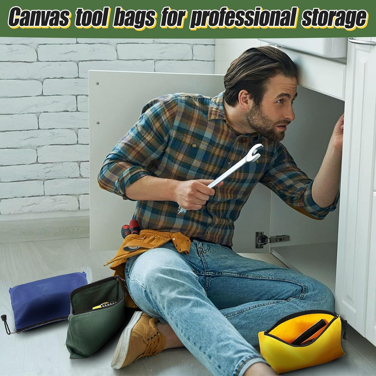 ANPHSIN 6 Pack Heavy-duty Canvas Tool Bags Pouches, 11.2''x 7''