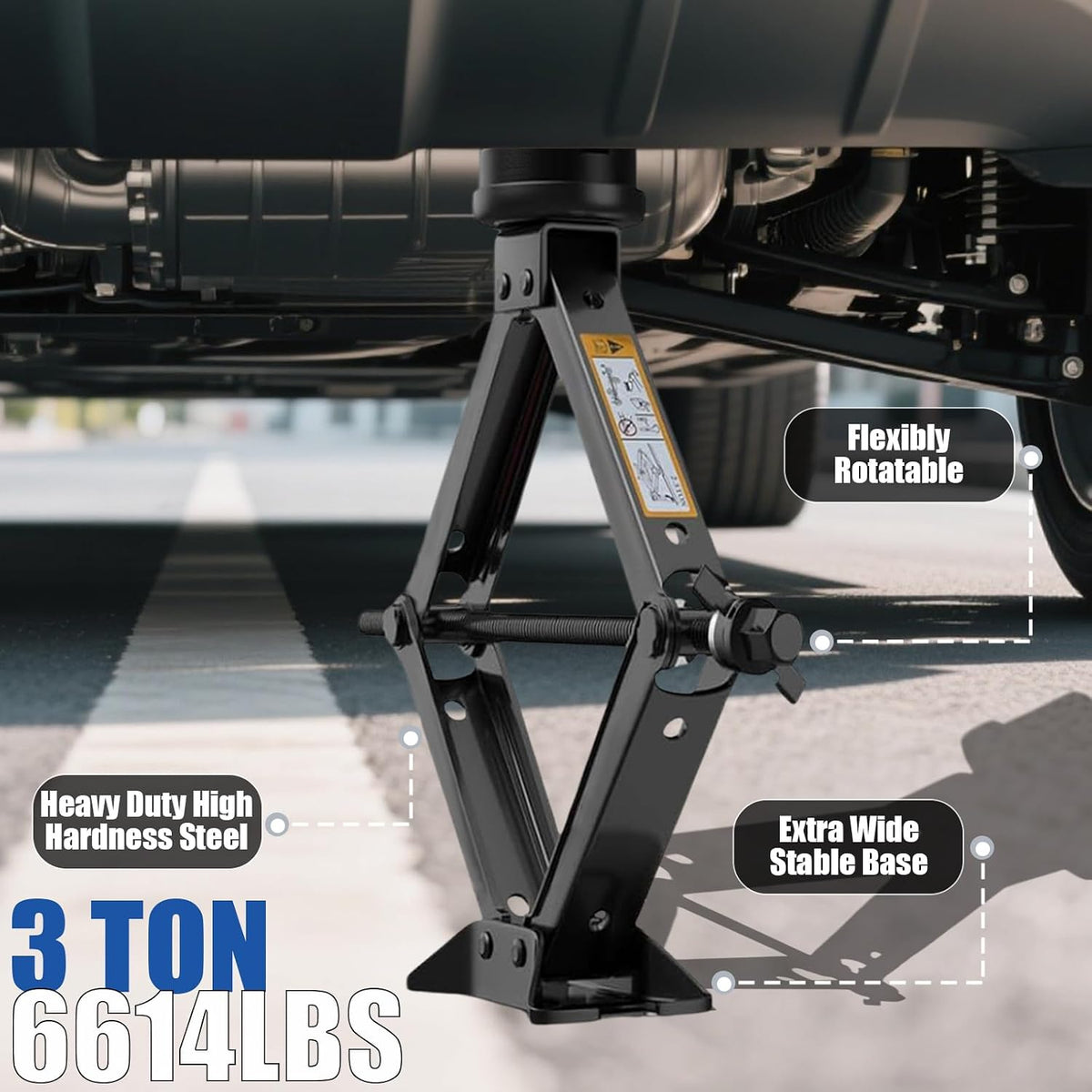 Car Jack Kit 3 Ton/6614 lbs Multipurpose Universal Scissor Jack for Car with Rubber Jack Pad, Portable Spare Tire Changing Kit for Sedan SUV MPV Tesla