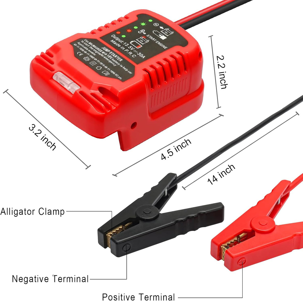 12V Jump Starter Adapter Compatible with Milwaukee 18V Batteries