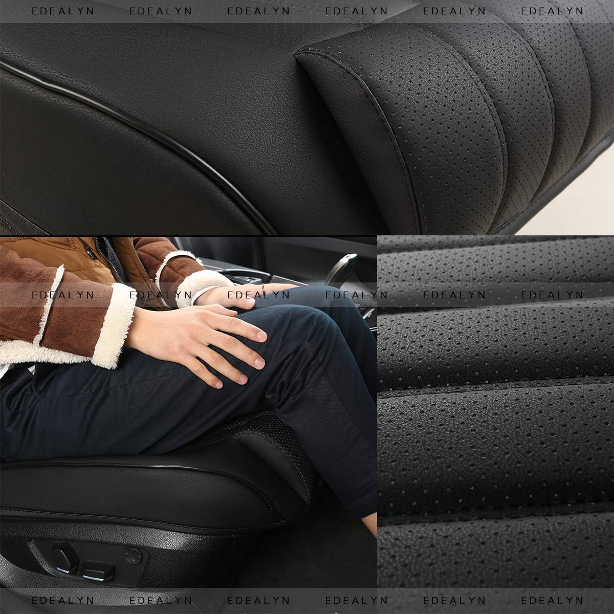 (1 PCS PU Leather Car Seat Cover Auto Bottom Seat Protector Cover with Comfort Leg Support Pillow Fit Most Front Driver Seat Width20.86 by deep 20.86 inches (Beige with Leg Rest)