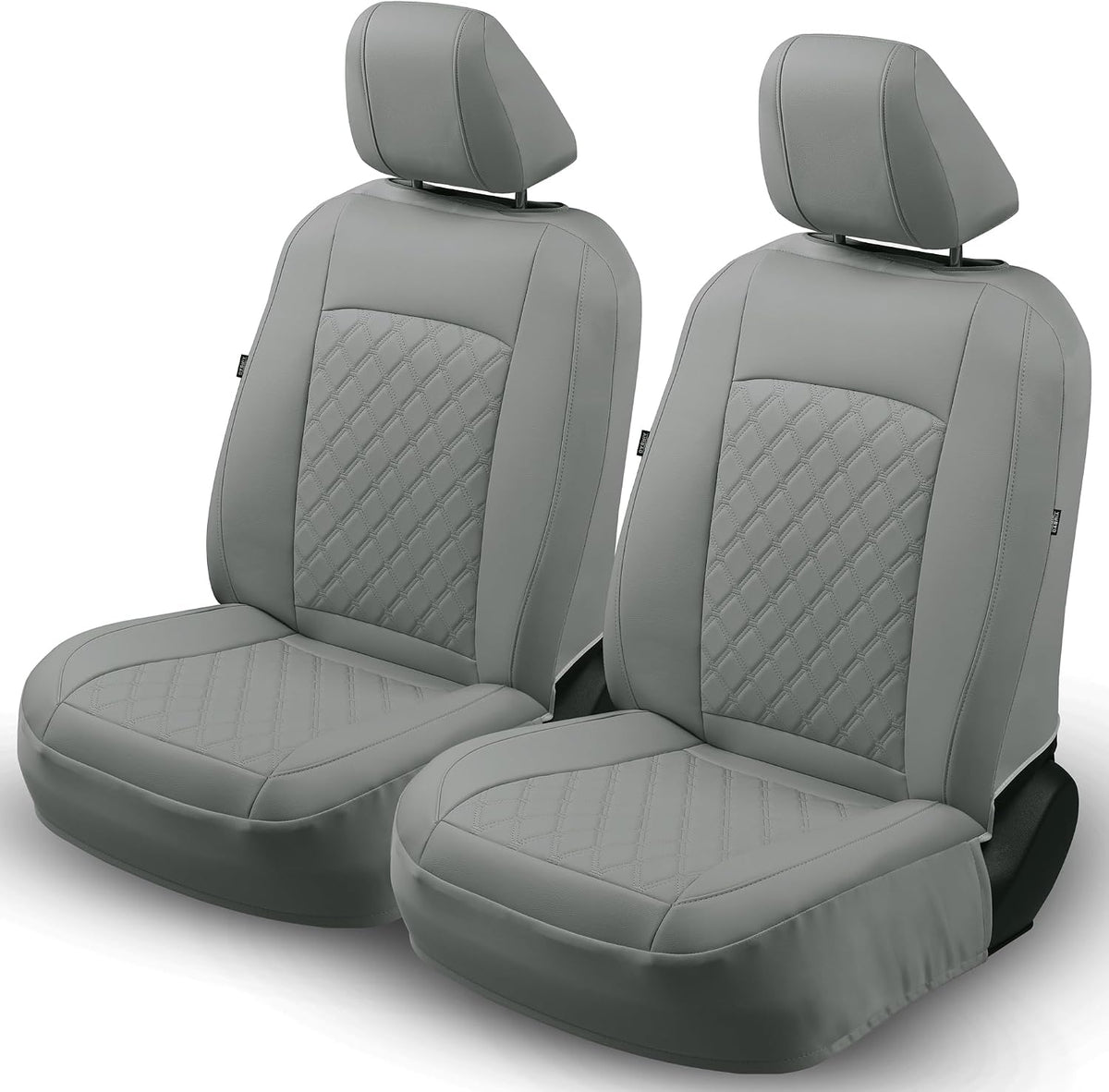 GIANT PANDA Front Car Seat Covers for 2009-2026 Ford F150,2017-2026 F250 F350 Super Duty Crew Cab SuperCrew SuperCab Pickup Trucks,Faux Leather 2-Pack (Solid Gray)