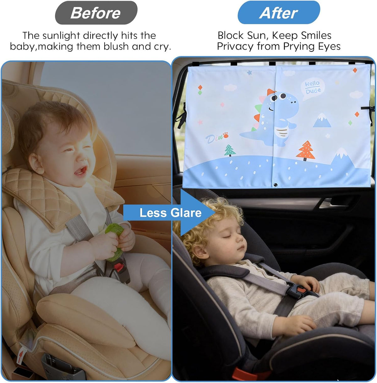 2 Pack Magnetic Car Window Shade for Baby, Back Seat, Easy Installation