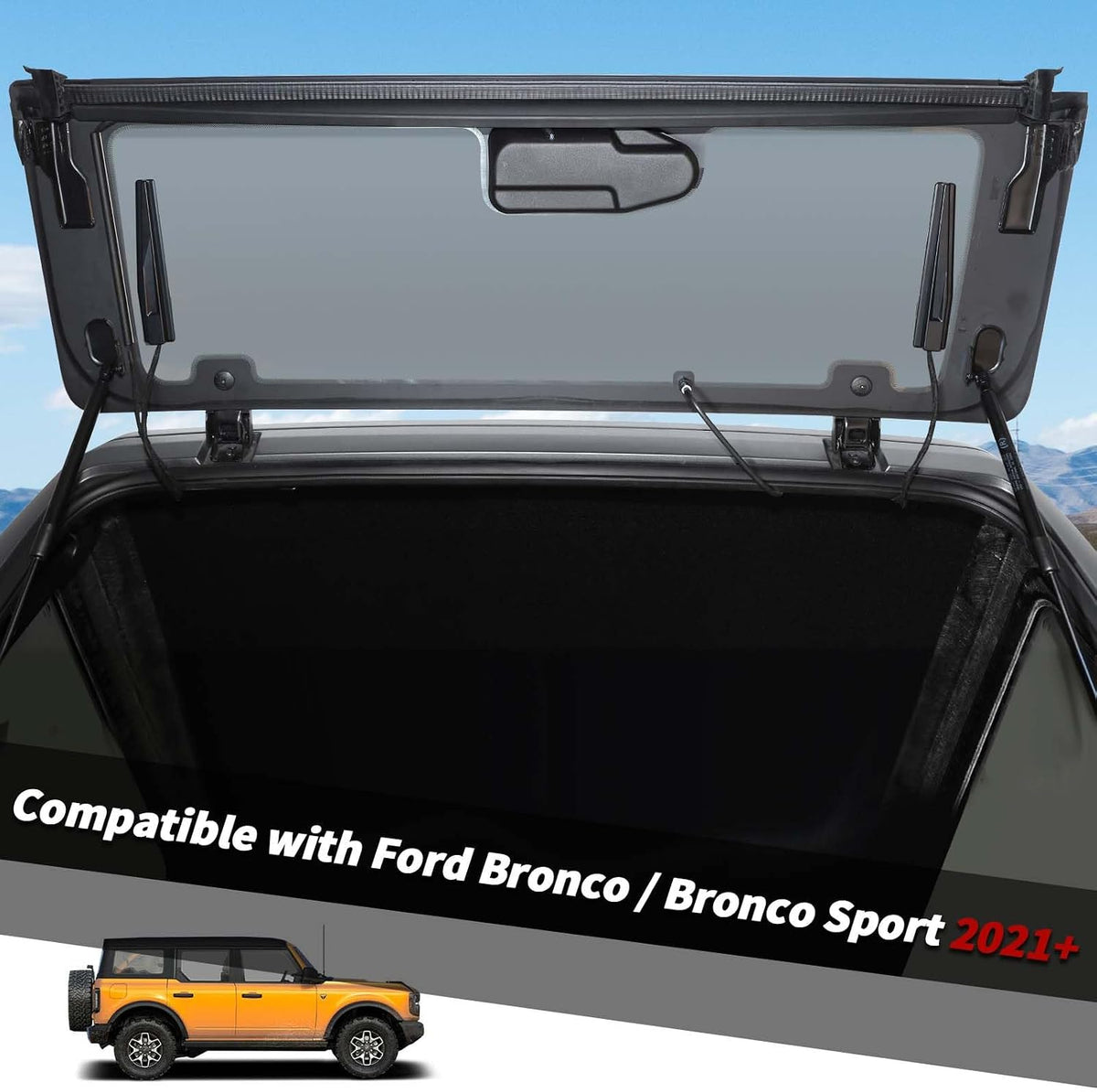 Jimen Compatible with Ford Bronco / Bronco Sport 2021-2023, 2PCS Rear Windshield Defogger Cover Rear Window Heating Wire Cover (Black)