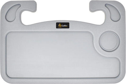 EcoNour 2 in 1 Car Steering Wheel Desk | Steering Wheel Tray for Laptop Car Mount with Pen Holder | Car Food Grey Tray for Eating with Drinks Holder | Multipurpose Travel Car Accessories