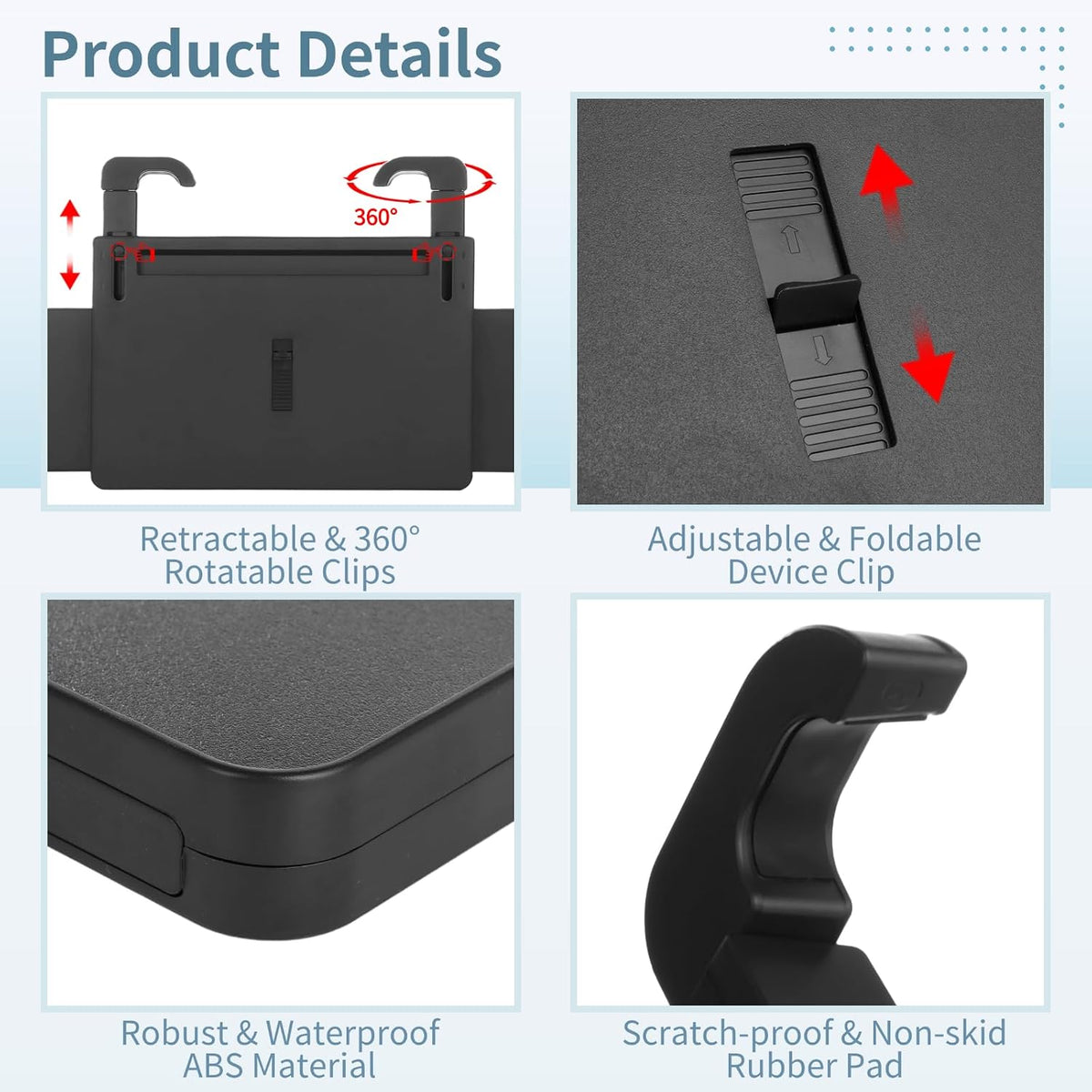 Adjustable Car Steering Wheel Tray, Expandable Car Desk with Rotatable Clip for Laptop & Food, Multipurpose Portable Table for Eating, Working, Gaming