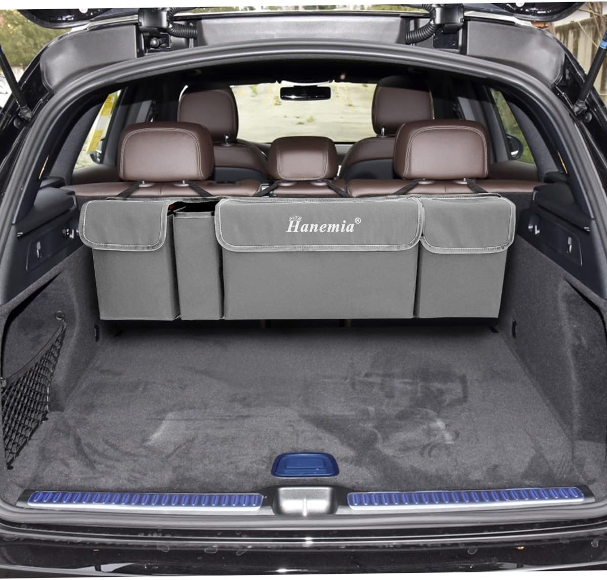 Car Trunk Organizer and Storage, Backseat Hanging Organizer for SUV, Truck, MPV, Waterproof, Collapsible Cargo Storage Bag with 4 Pockets, Car Interior Accessories (Gray)