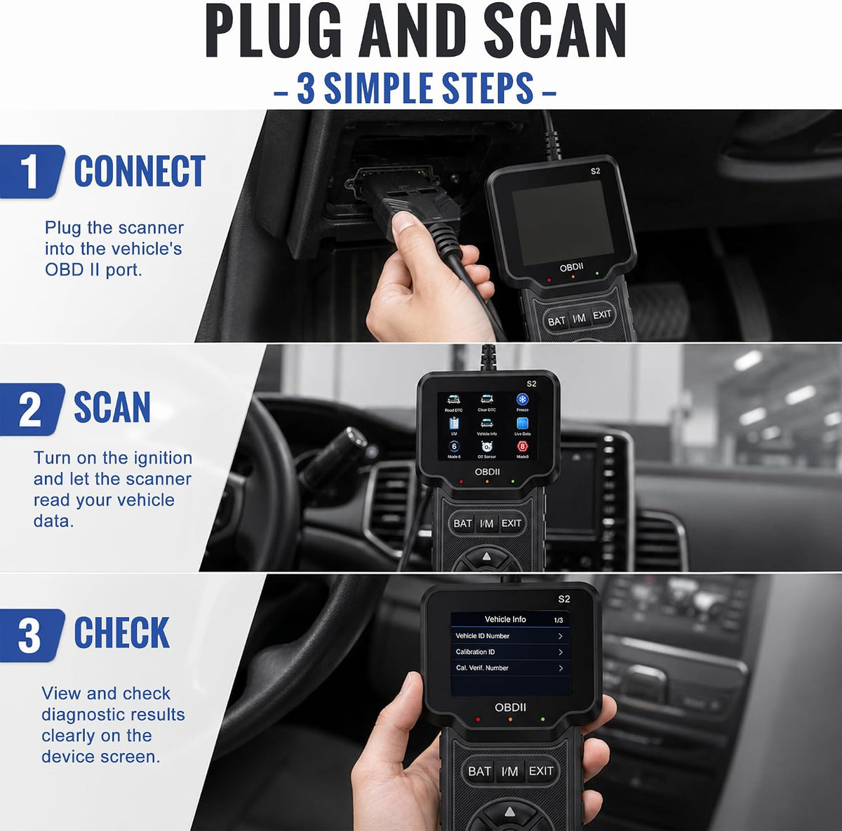OBD2 Scanner, Check Engine Code Reader, Car Scanner Diagnostic Tool