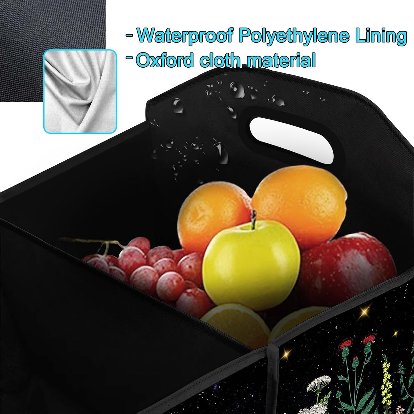 WildFlower 50L Waterproof Polyester Trunk Organizer Car Storage MultiCompartment Large Capacity Poket