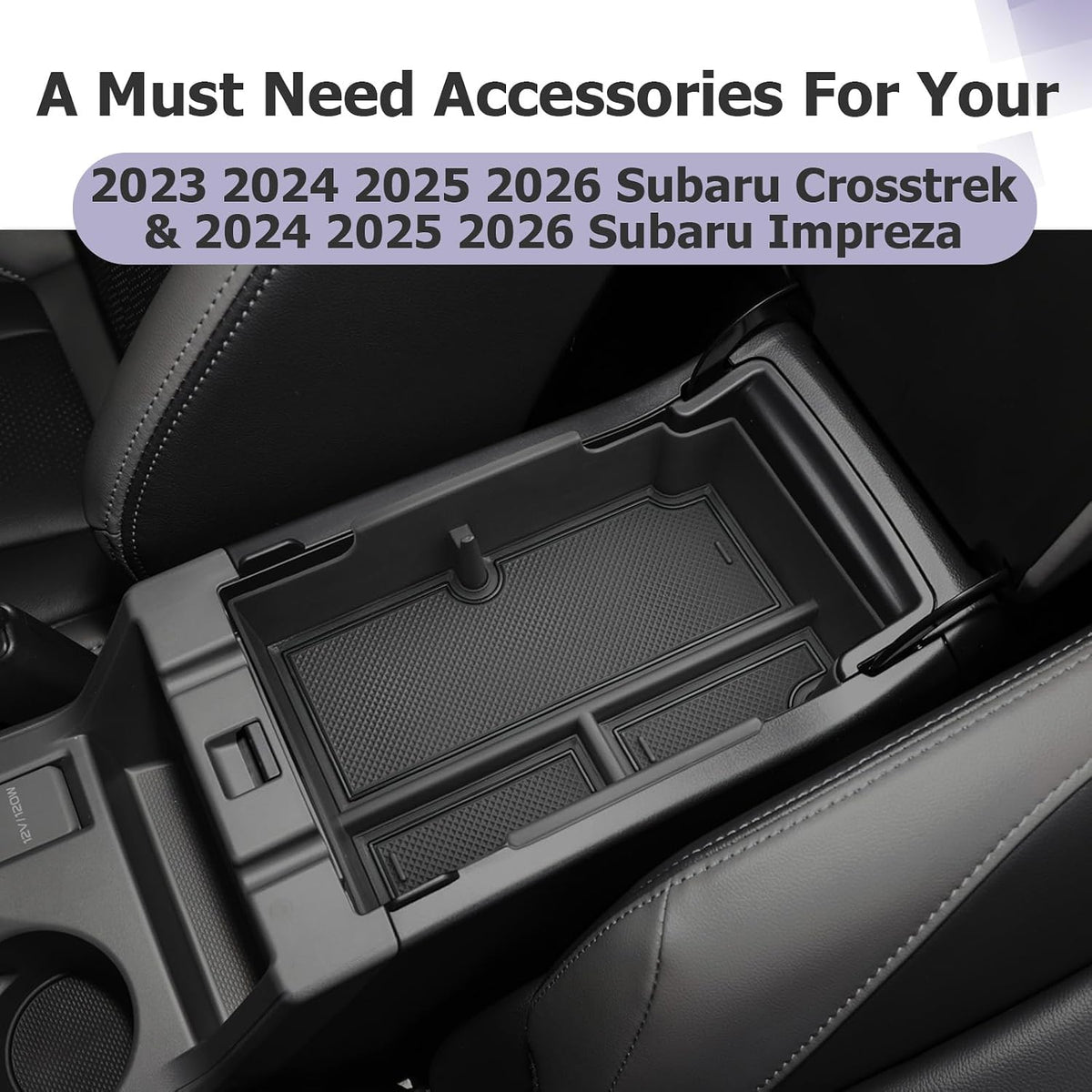 LUWU Center Console Organizer Compatible with Subaru Crosstrek & Impreza 2024-2026 Accessories Armrest Console Secondary Storage Box Insert Tray ABS Material with Coin Holder Black
