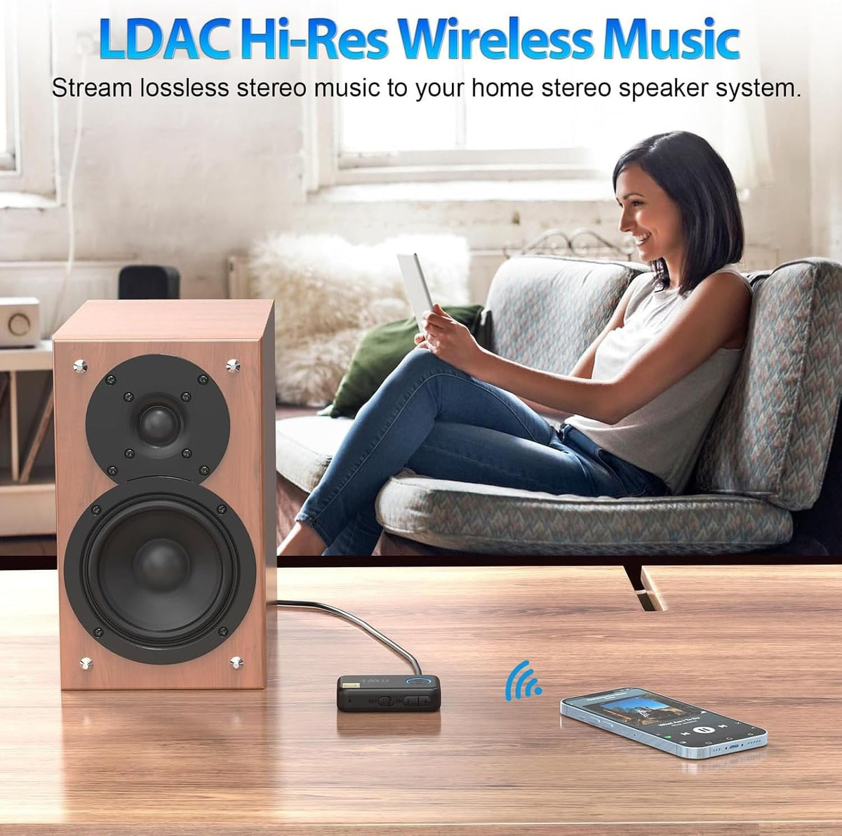 1Mii LDAC Bluetooth Aux Adapter for Car, Bluetooth Car Receiver