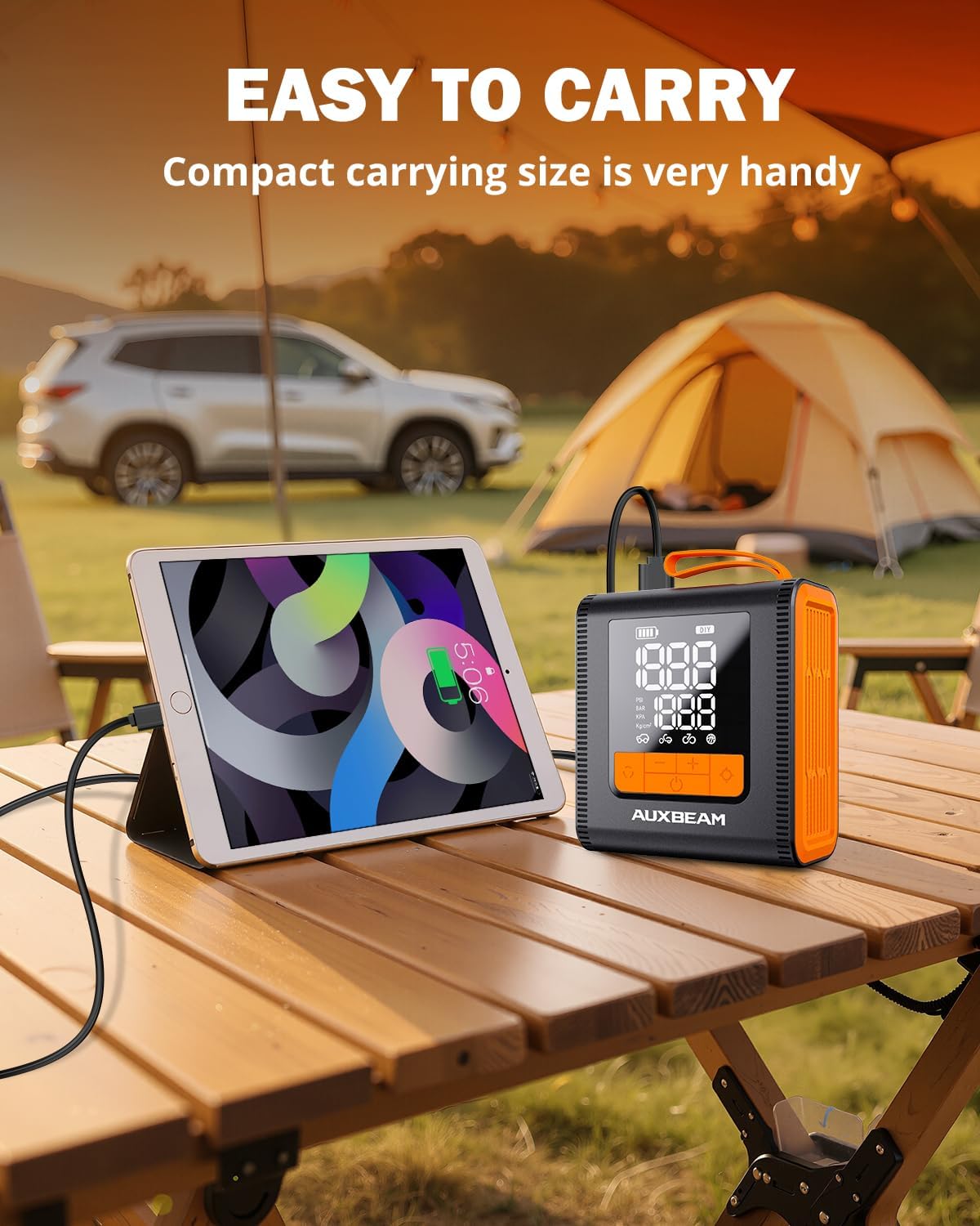 AUXBEAM H4 Series Tire Inflator Portable Air Compressor(Amber)