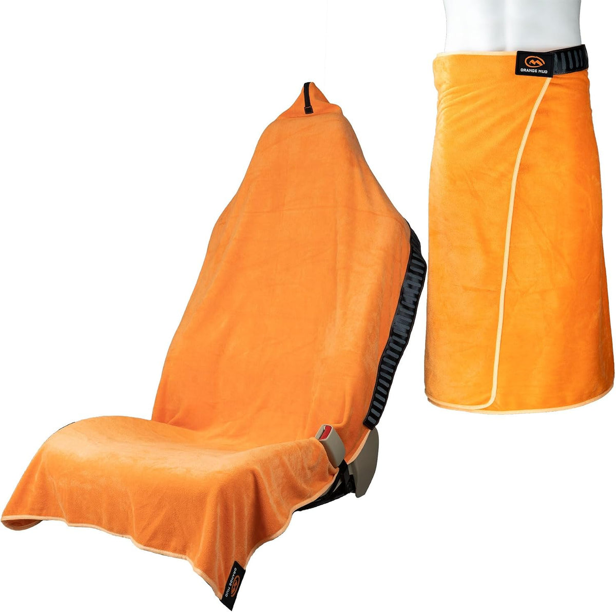 Orange Mud Transition & Seat Wrap V2.0 – Car Seat Cover, Changing Kilt & Multipurpose Towel – Sweat-Proof, Quick-Dry, Secure Wrap for Athletes, Runners, Cyclists – Orange