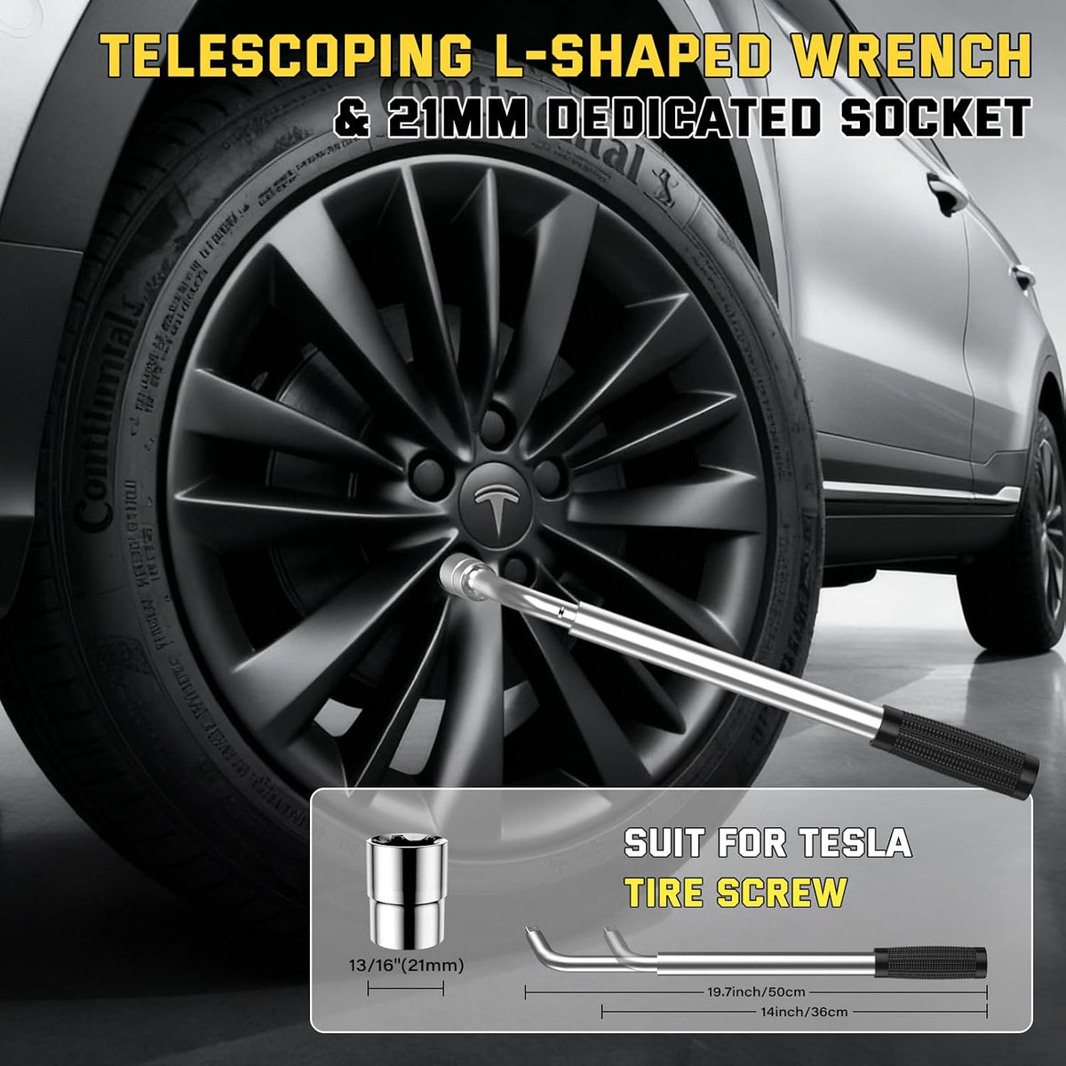 3 Ton Car Jack for Tesla Model Y Model 3, 4.1"-18.3" Lifting Scissor Jack with Lug Wrench, Tesla Tire Change kit for Model Y/3/S/X.