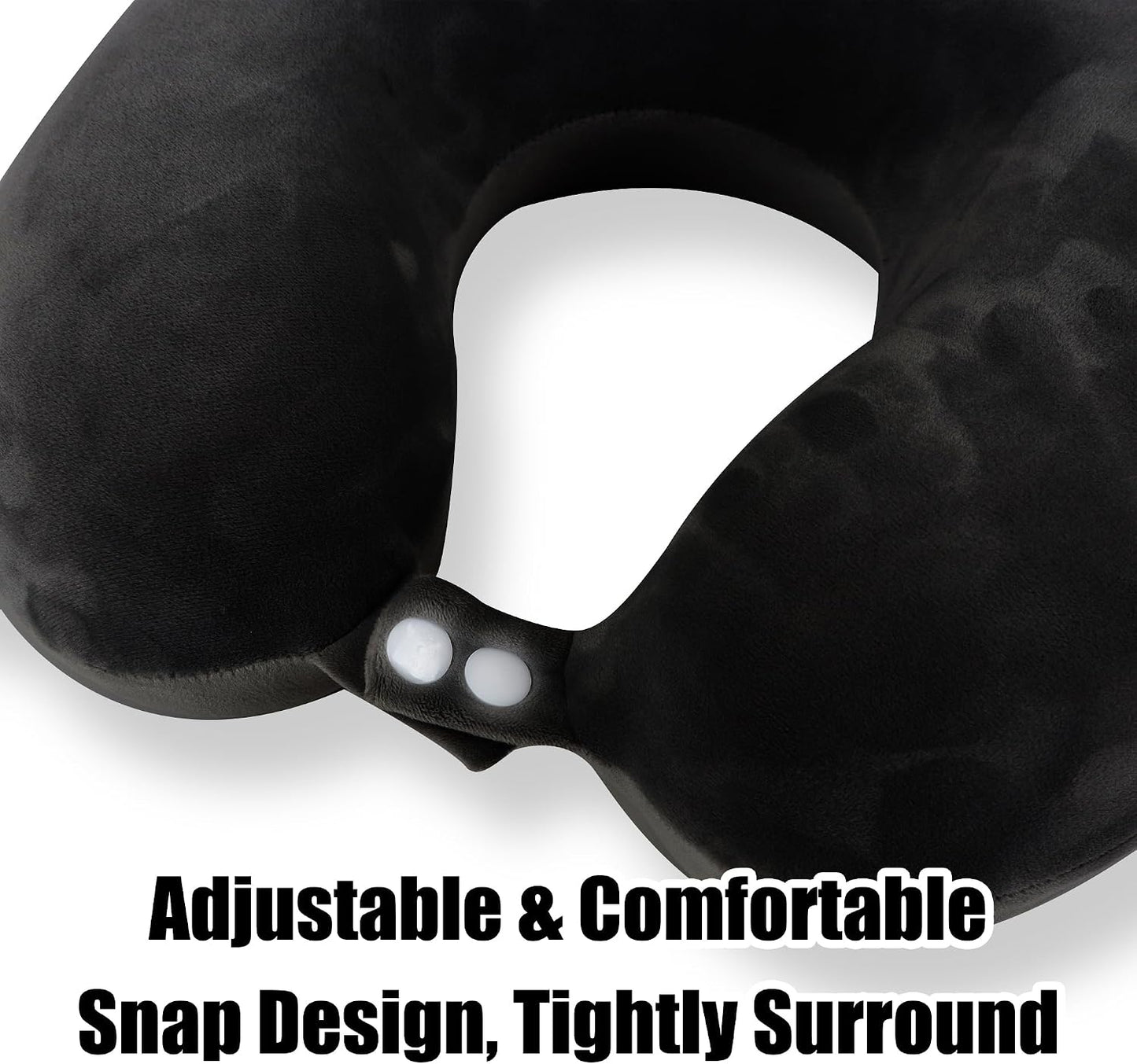 Sexysamba Pure Memory Foam Travel Pillow Set for Adults - Comfortable & Removable Machine Washable Cover, Neck Support Pillow Airplane Travel Kit with Eye Mask for Portable Plane Accessories - Black