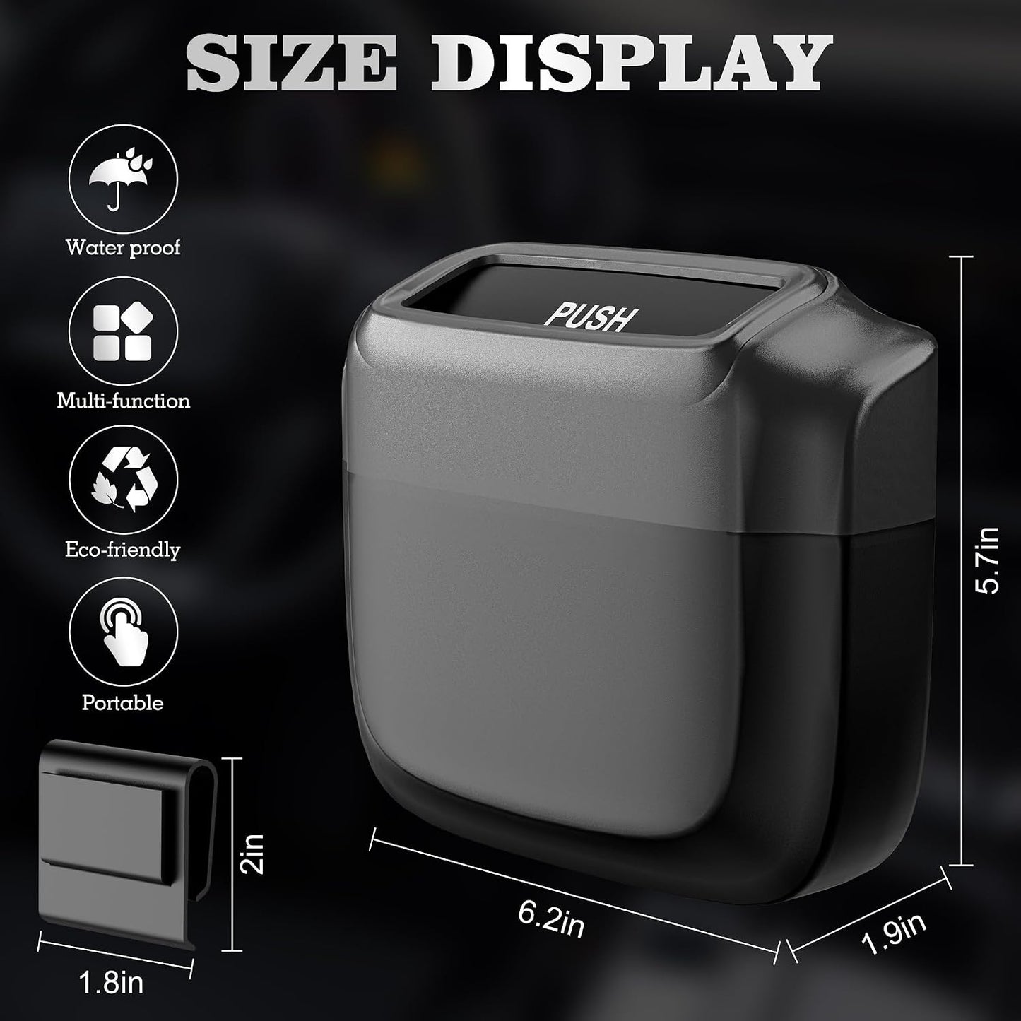 2 Packs Car Trash Can with Lid，Built-in Storage Garbage Bag，Leakproof Vehicle Trash，Car Accessories for Interior,Mini Garbage Bin for Automotive, Office, Kitchen,Bedroom，with 60pcs Trash Bags