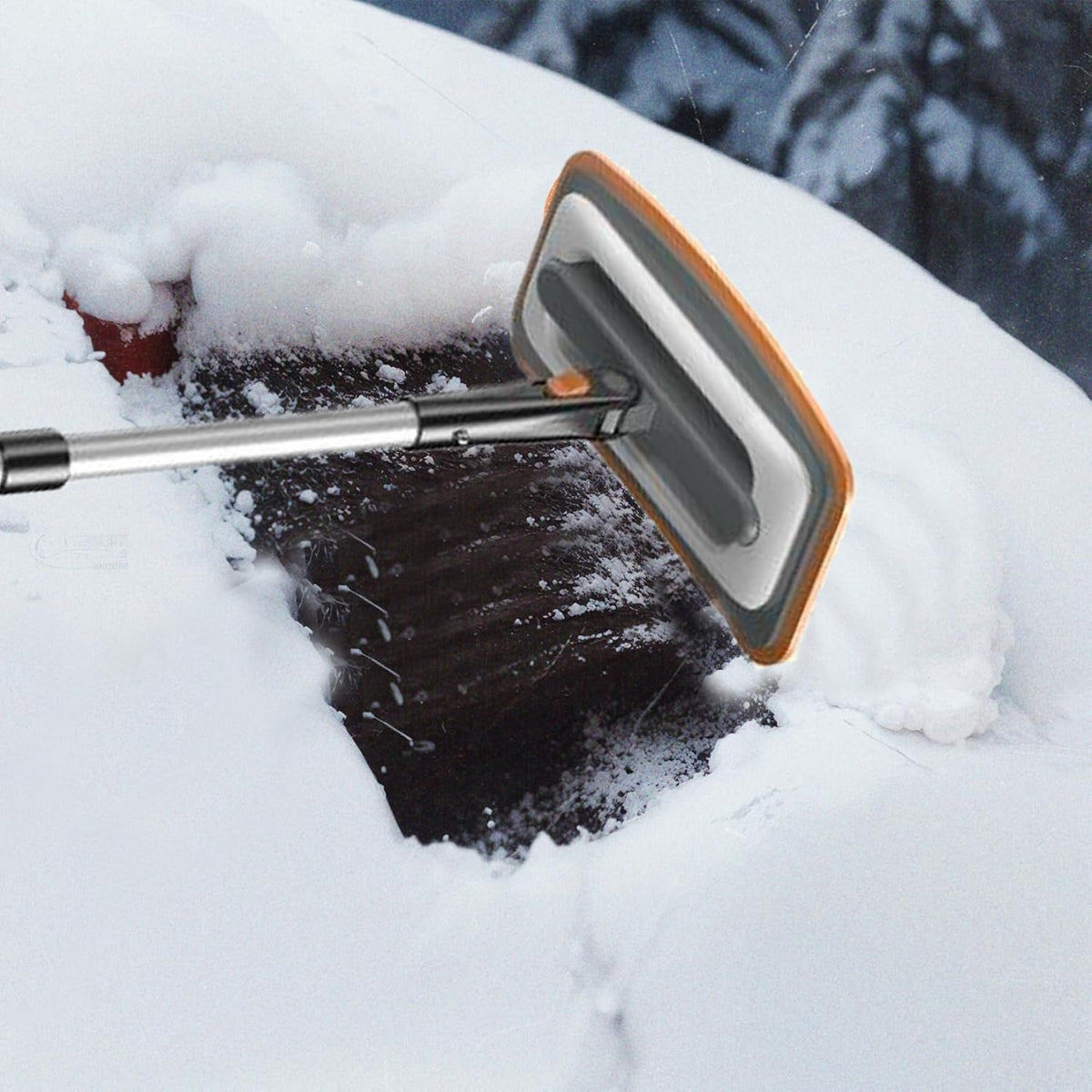 Car Snow Brush Extendable 360° Rotation with ABS Shovel Sponge Handle Ergonomic Lightweight for Vehicles Trucks SUVs