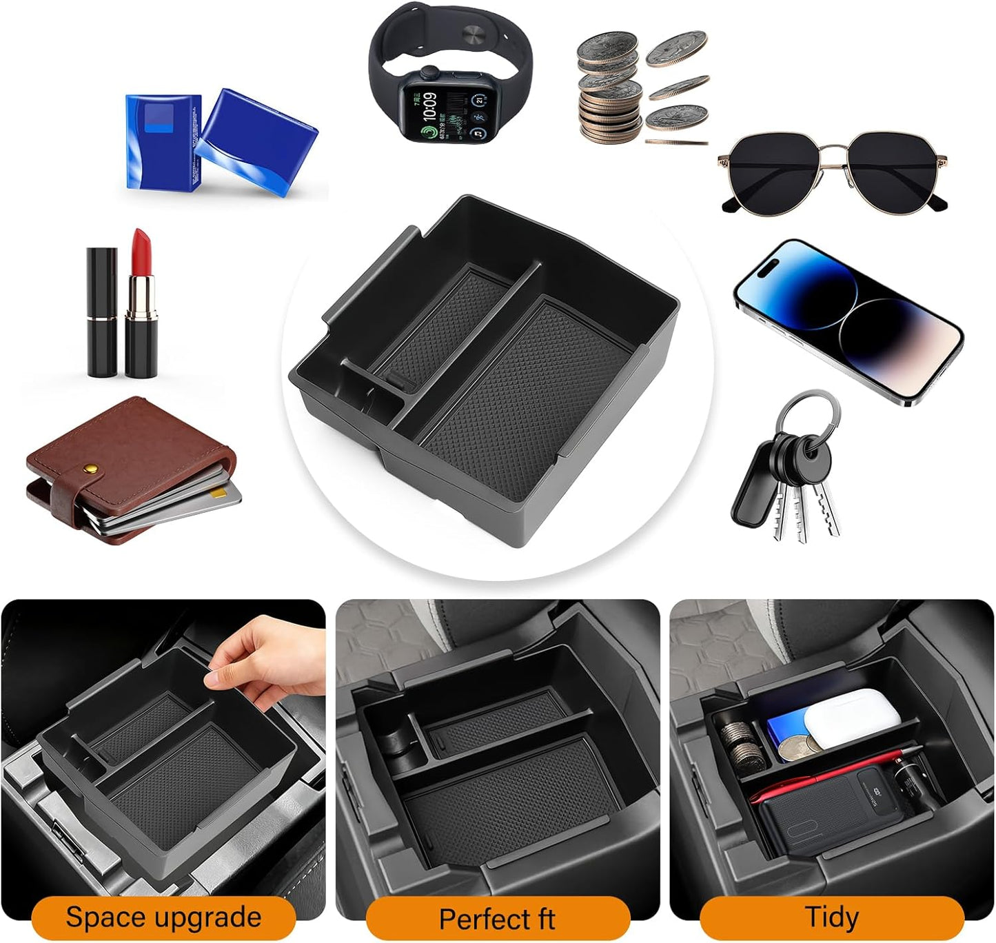 Center Console Organizer for 2025 2026 Subaru Forester Premium Sport Limited Touring Accessories, ABS Armrest Storage Box Tray Organizer Insert for 2025 Subaru Forester Accessories