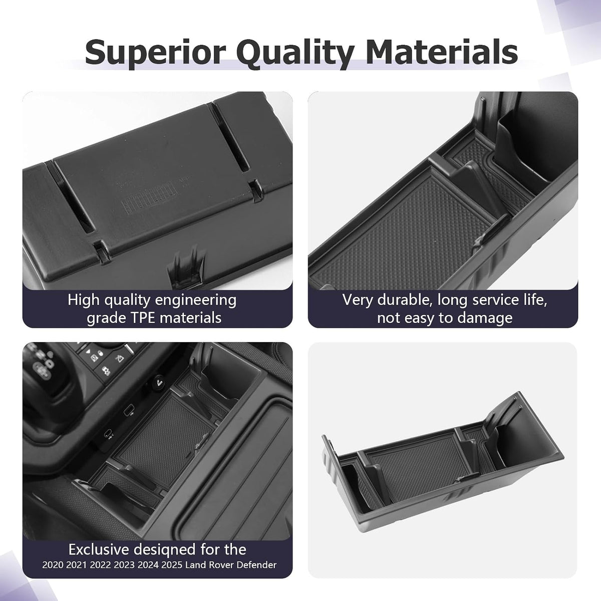 LUWU 2025 Defender Under Screen Organizer Compatible with 2020 2021 2022 2023 2024 2025 Land Rover Defender Accessories Center Console Organizer Armrest Console Organizer Insert Tray