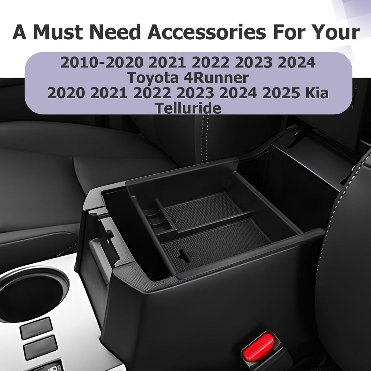 LUWU Center Console Organizer Tray Compatible with 2020-2025 2026 Kia Telluride/2010-2021 2022 2023 2024 Toyota 4Runner Accessories Armrest Console Organizer Armrest Organizer Insert Tray Black