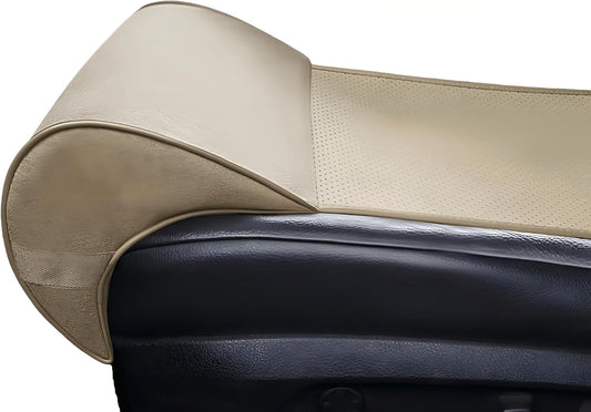 JUPENG Car Seat Leg Extender Cushion, Memory Foam Under Thigh Leg Support Pillow with Strap, Non-Slip Base & Removable Washable Cover for Driver Seat and Office Chair, Universal Comfort Pad (Beige)