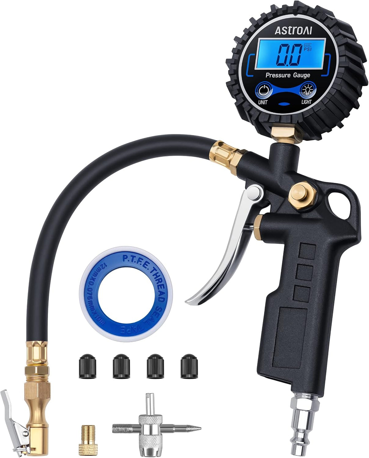 AstroAI Pro Digital Tire Pressure Gauge 3-250PSI ANSI B40.7 Grade 2A (±0.5%), Tire Gauge for Tire Pressure, Solid Brass with Rubber Hose, Air Bleeder Valve and Backlit LED, Car Accessories