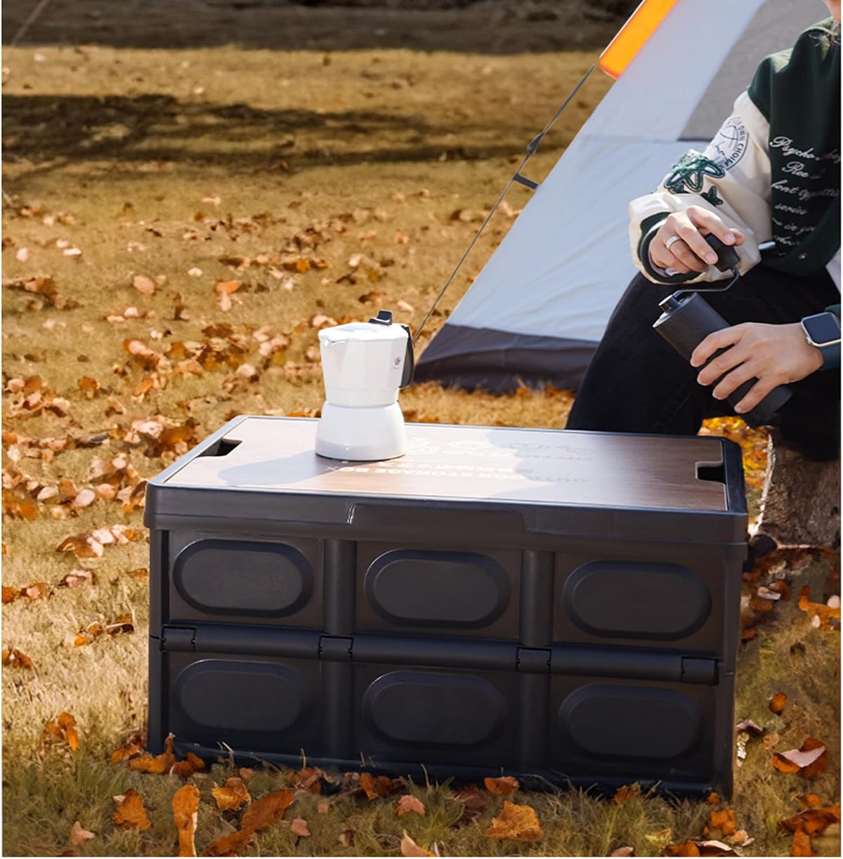 Plastic Car Trunk Organizer Box Collapsible Storage Bin with Lid 2PCKS