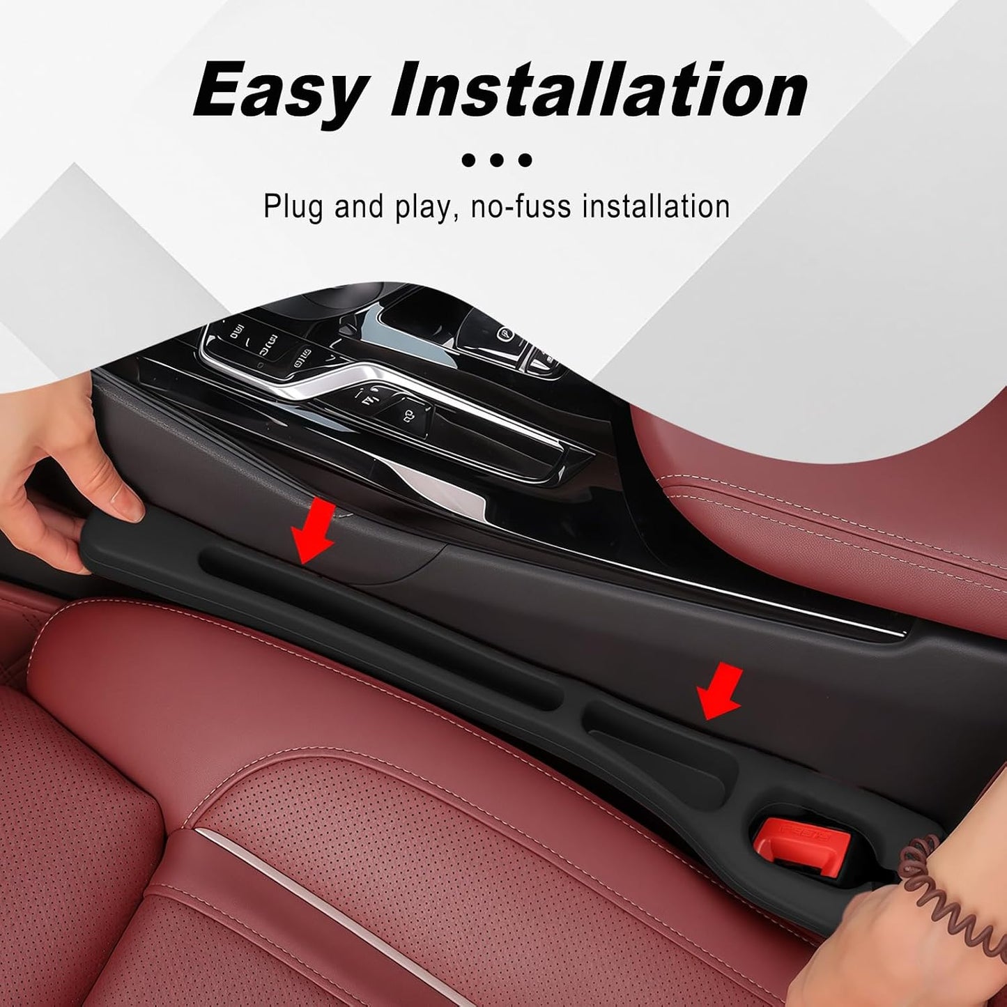 Car Seat Gap Filler, 2 PCS Car Seat Gap Filler Organizer with Storage Slot, Anti-Drop Side Console Storage Pocket, Universal for Auto SUV Truck Interior Accessories, Black