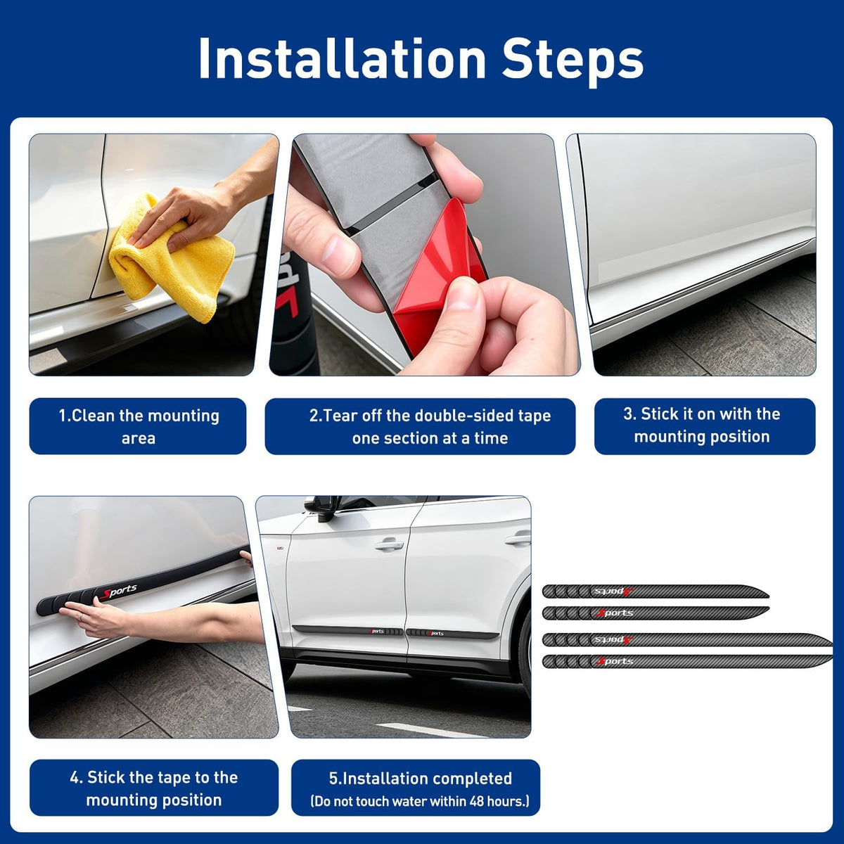 4Pcs Dent Prevent Car Door Protector, Cuttable Car Door Edge Guards