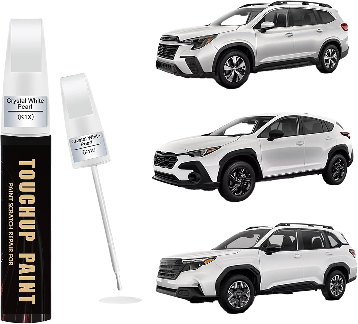 Crystal White Pearl(K1X) Car Paint Touch Up Pen Compatible with SUBARU, 2-In-1 Color Accurate Touch Up Car Scratch Repair Paint Match SUBARU Series Automotive Scratch Remover for Nicks & Chips Repair