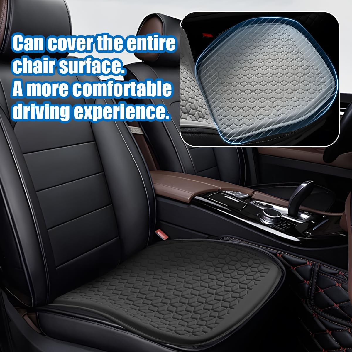 Zpana Gel Car Seat Cushion, Non-Slip & Comfortable Automotive Chair Protector Pad for Driving, Breathable Vehicle Interior Mat Cover Accessories, Universal for SUV Sedan Truck (Black)