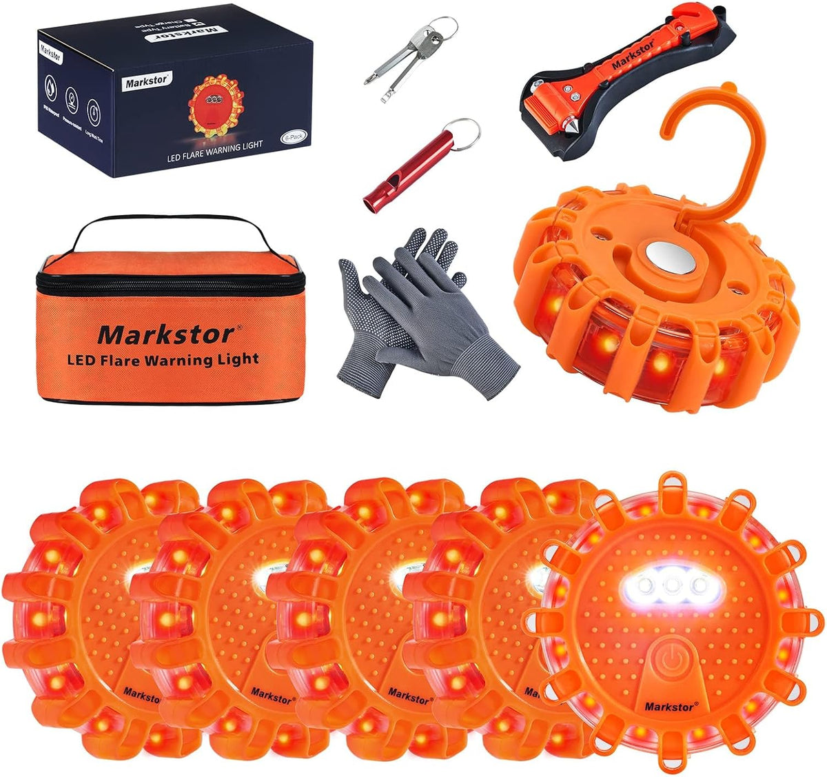 6 Pack LED Road Flare，Roadside Emergency car kit