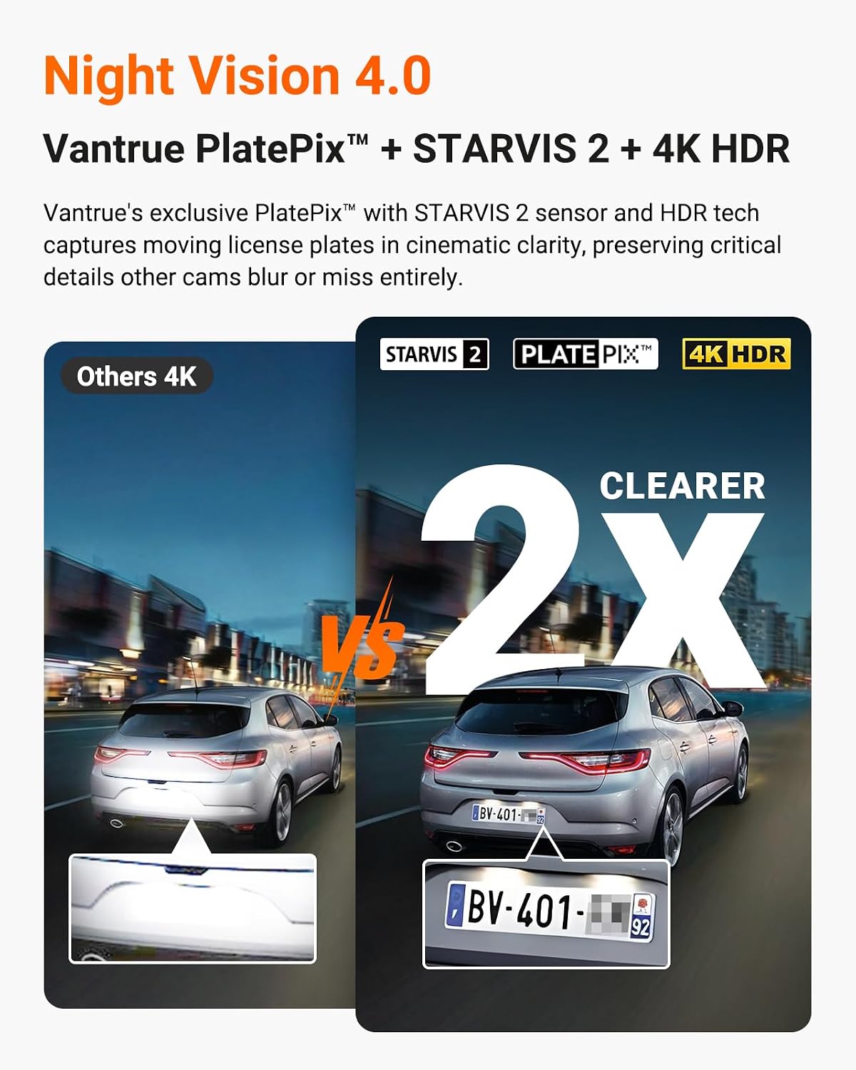 Vantrue N4 Pro S 4K 3 Channel Dash Cam, Triple STARVIS 2, IP67 Rear Camera