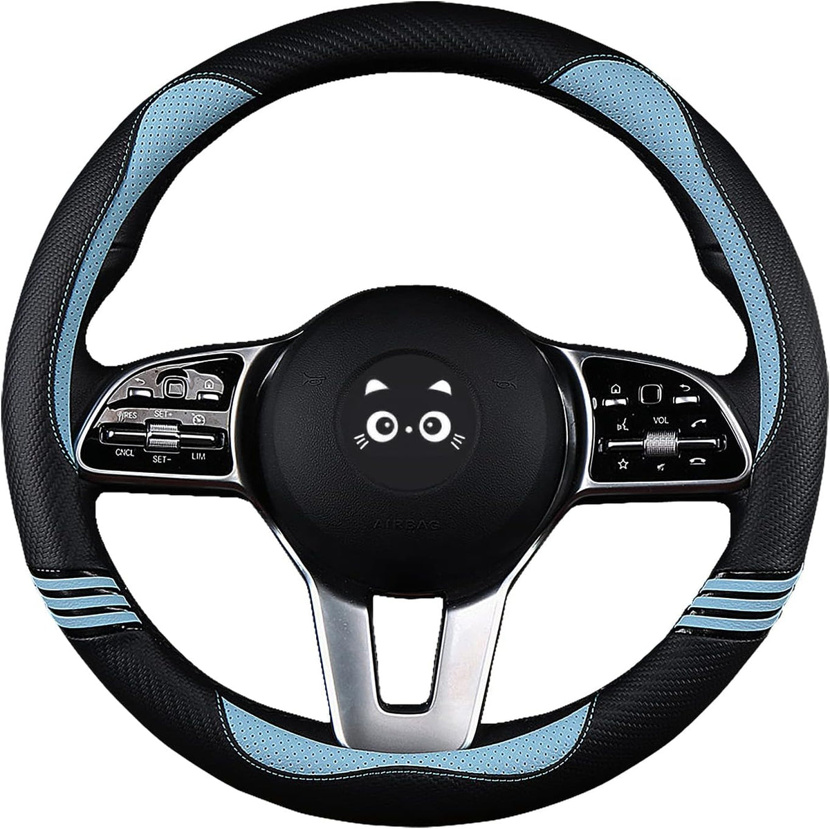 Iwantit® Premium Grip Steering Wheel Cover with Anti-Slip Rubber Ring, Made of Carbon Fiber & Breathable PU Leather, Universal Fit for 14.5-15 Inch Car and SUV (Passion Red)
