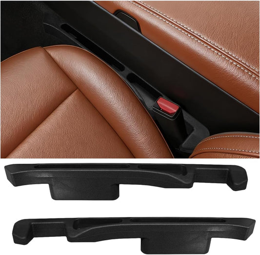 2PCS Car Seat Gap Filler Organizer, Multifunctional Car Gap Stopper Between Seat & Console Prevent Things Drop, Universal Vehicle Interior Phone Holder Accessories for SUVs Trucks (Black)