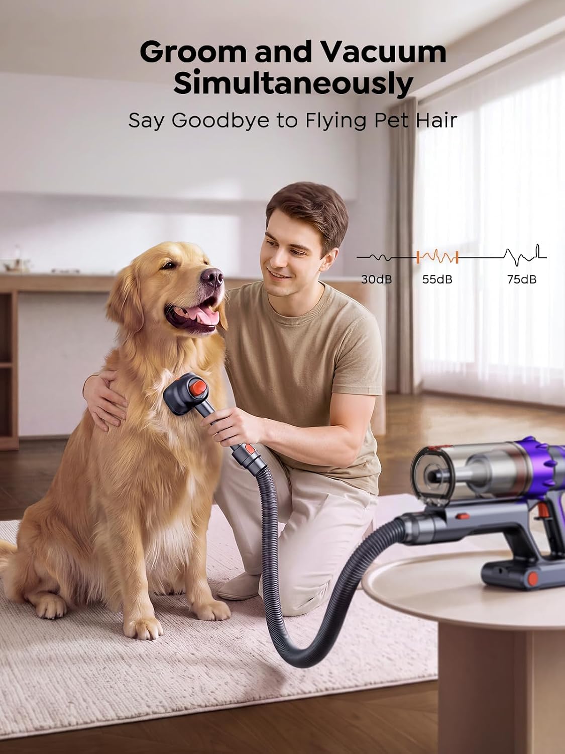 SMOTURE Cordless Vacuum Cleaner, 650W 55KPA 70Mins Vacuum Cleaners for Home, Cordless Stick Vacuum with Pet Brush, LED Touch Screen, Flexible Hose, Wireless Handheld Vacuum for Pet Hair/Carpet/Floor