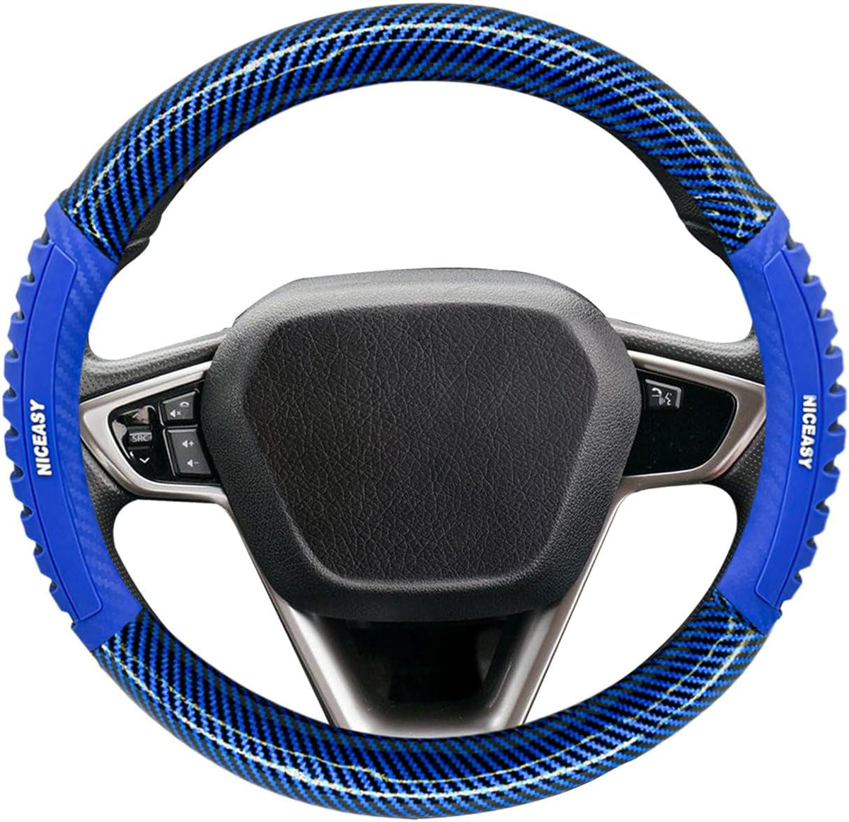 Sport Style Black Leather Steering Wheel Cover with Red Lucky-Cloud-Design Grip Steering Wheel Accessory,Universal Fit 14.5-15.25 inch Steering Wheel