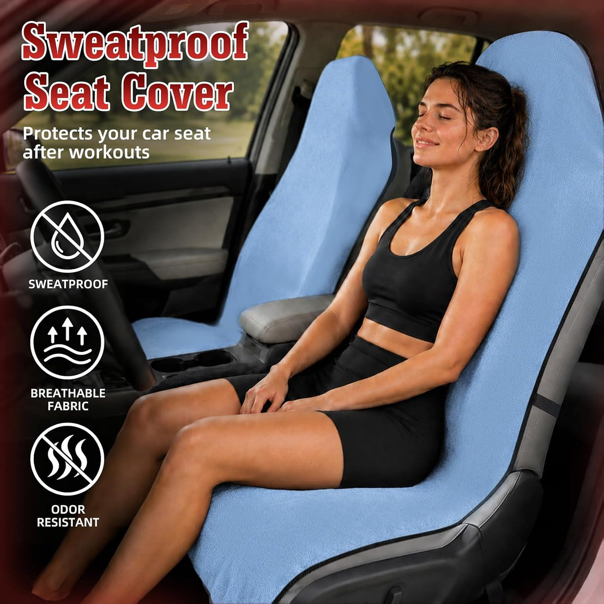 Car Seat Towel Cover, Light Blue, Waterproof, Washable, 2 Pack
