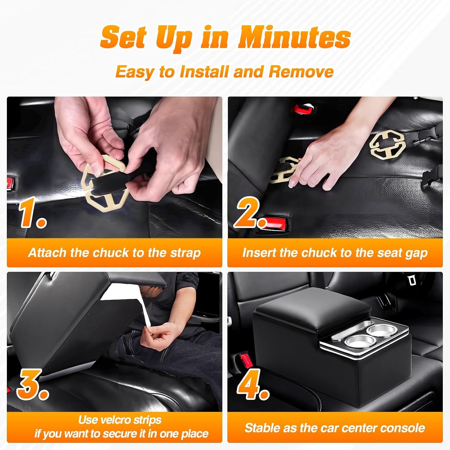 Upgraded Bench Seat Center Console with Cup Holder & Phone Holder, Universal Car Armrest Storage Box Organizer for Truck & Van & SUV Automotive Central Console for Back Bench Seat