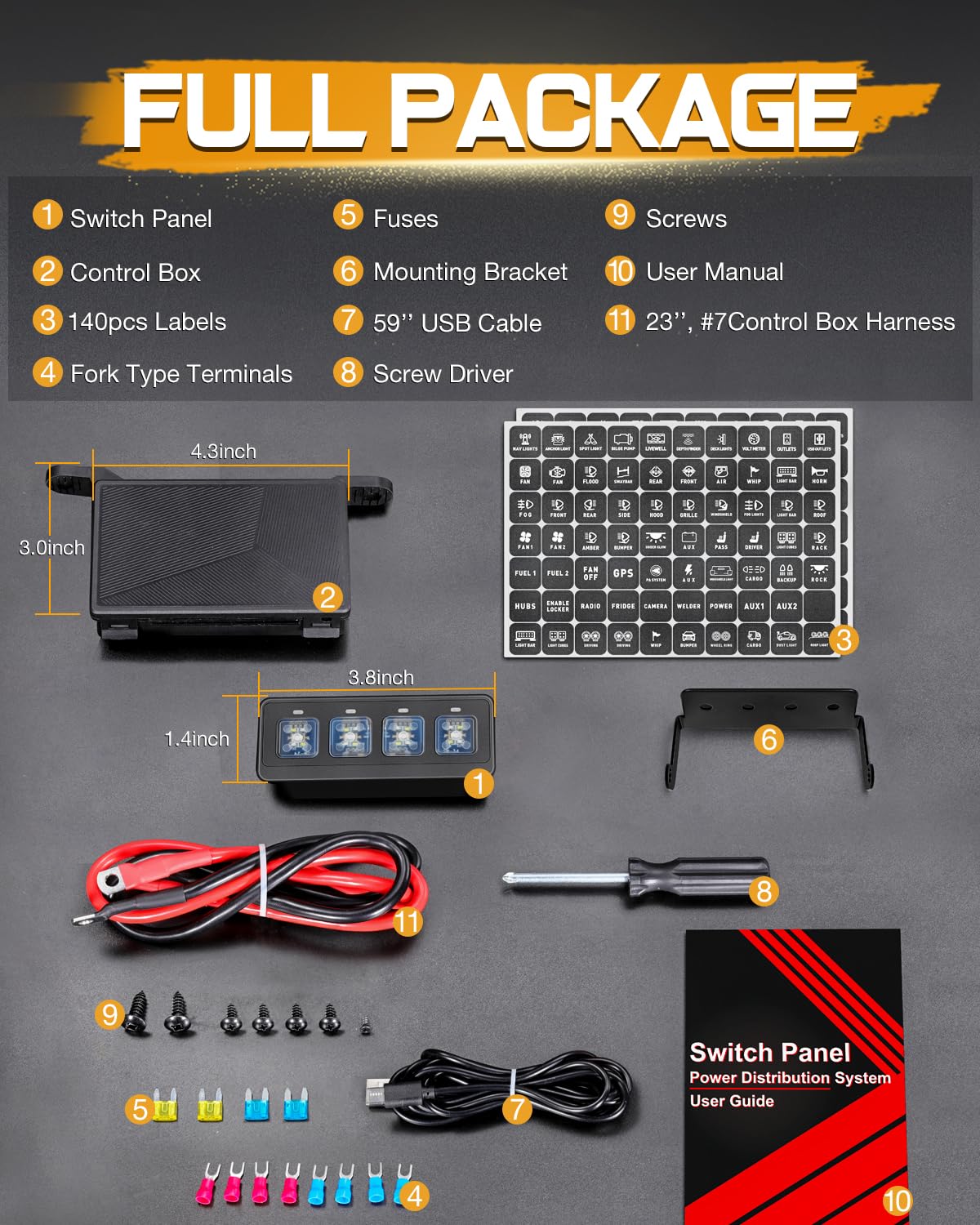 Wireless 4 Gang Switch Panel, Niking Auto Multifunction Offroad LED Switch Pods with Toggle Pulse Auxiliary Universal Circuit Control 12V Relay System Control Box for Trucks SUV UTV Car Boat RV Marine