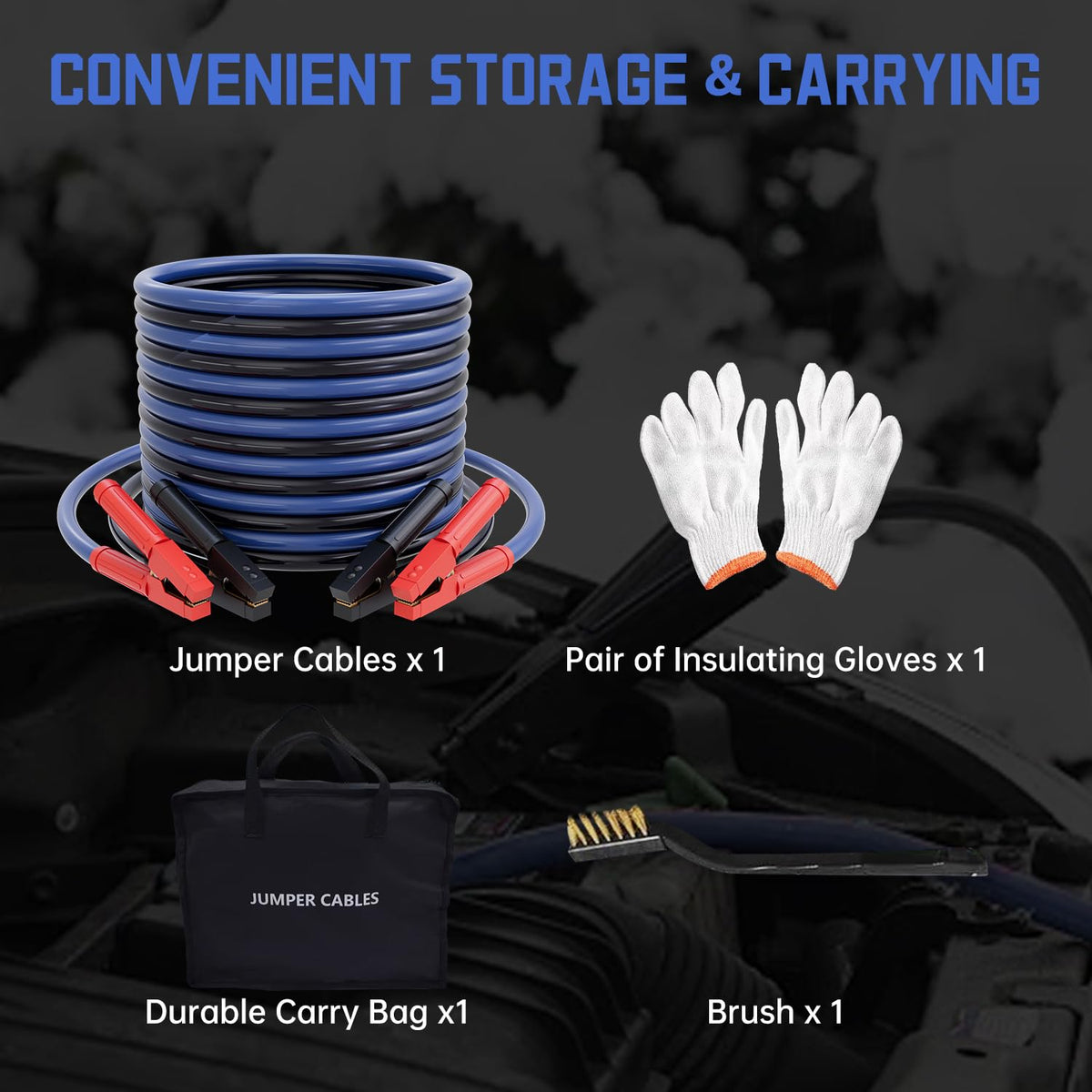 Heavy Duty Jumper Cables, 0 Gauge 30 Feet 1000AMP
