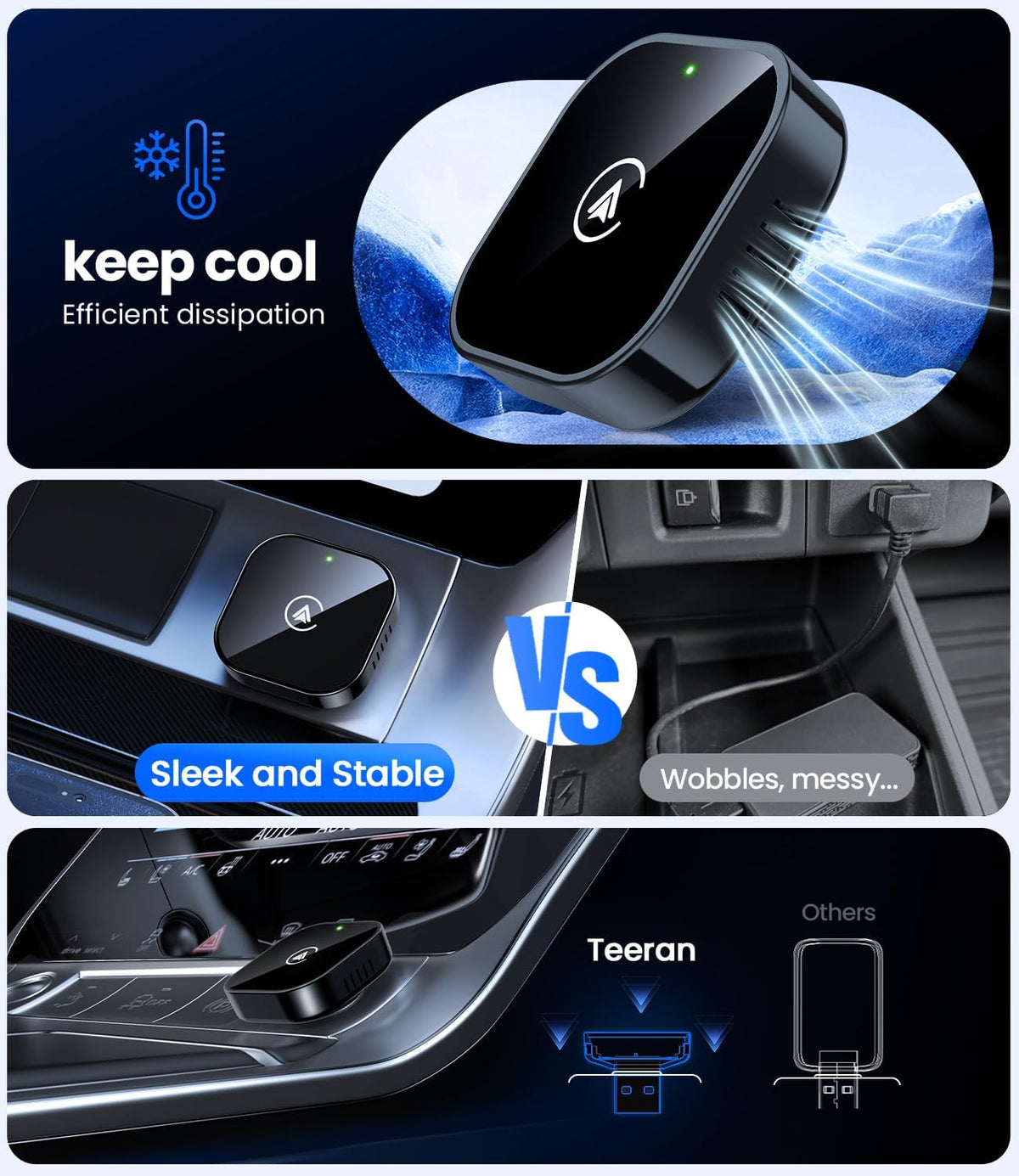 Teeran 2 in 1 Wireless CarPlay and Android Auto Adapter